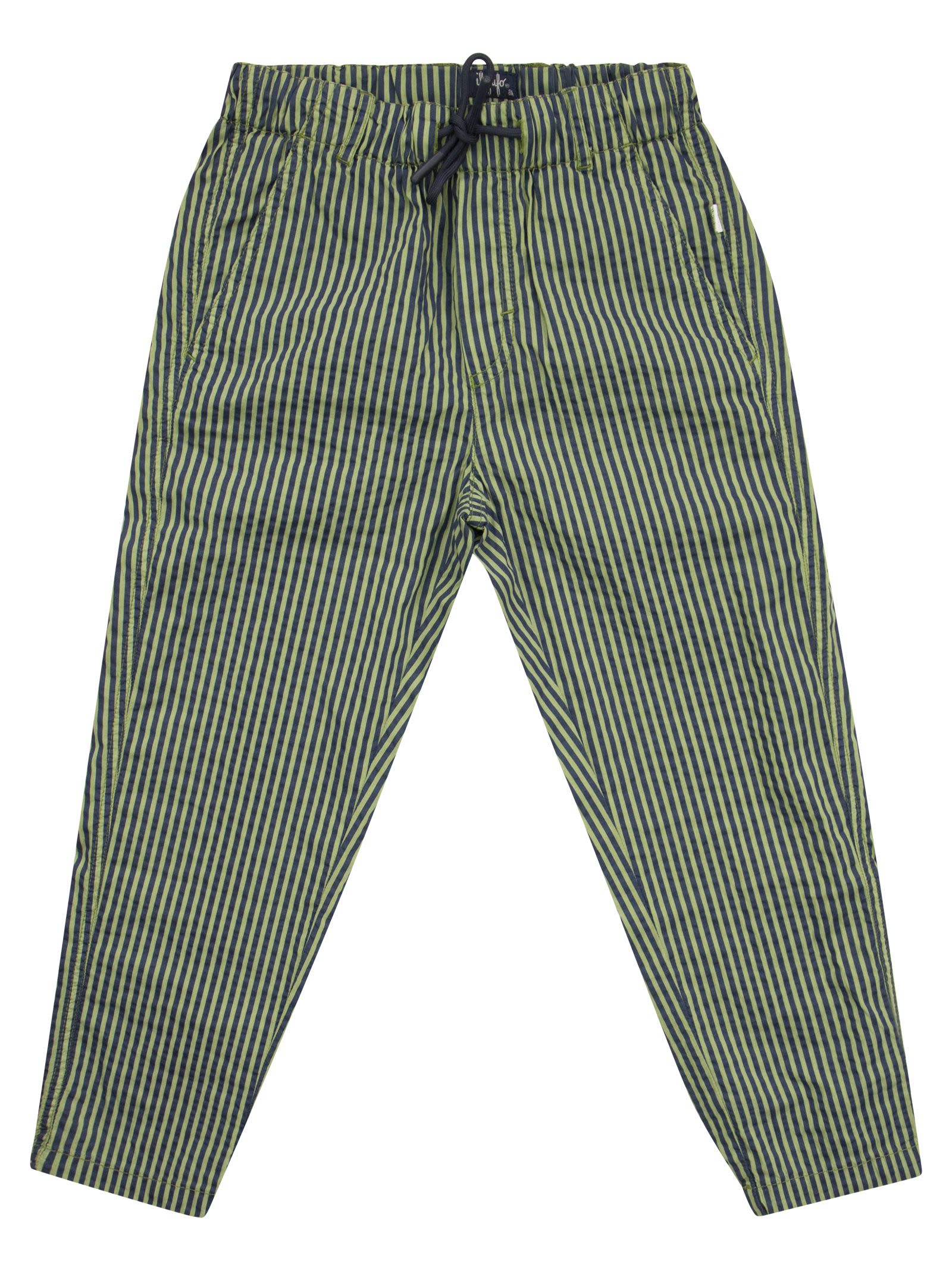 Il Gufo Babies' Striped Seerscuker Trousers In Green