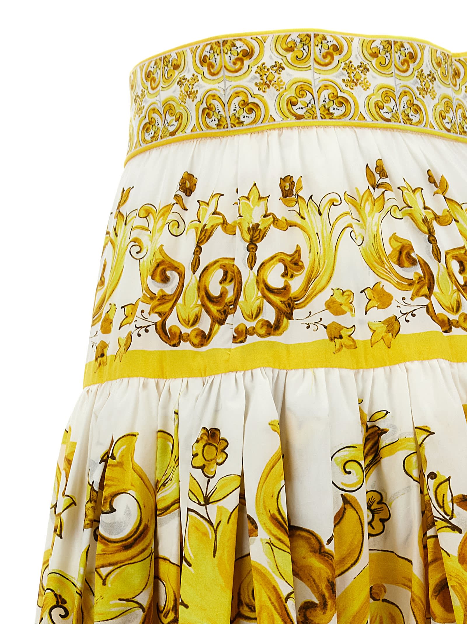 Shop Dolce & Gabbana Maiolica Skirt In Yellow