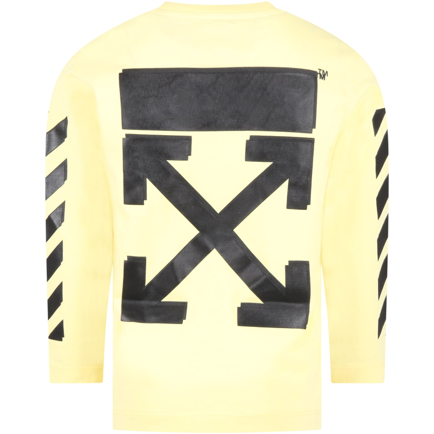 Off-White Yellow T-shirt For Kids With Black Logo
