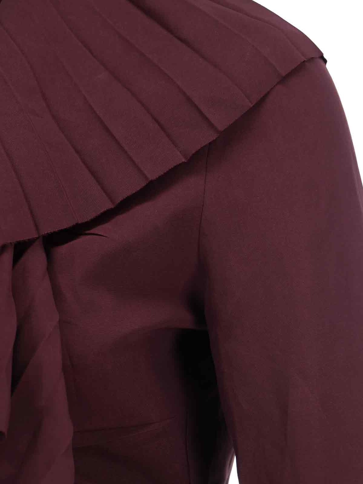 Alexander Mcqueen Pleated Blouse In Burgundy