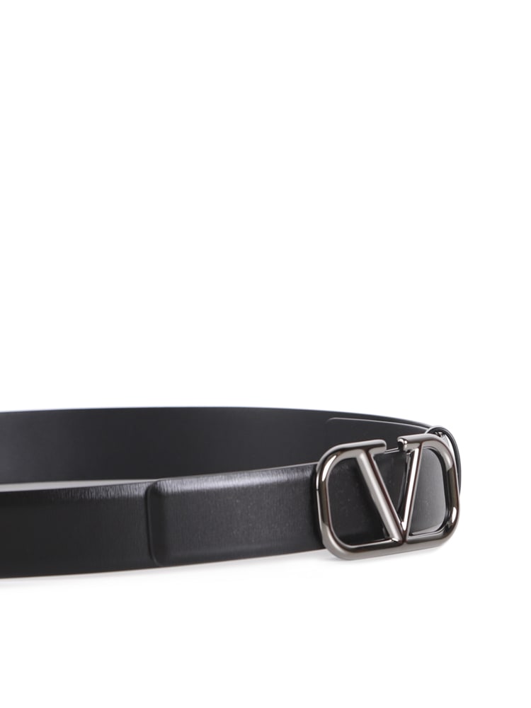 Vlogo Signature Calfskin Belt for Man in Black