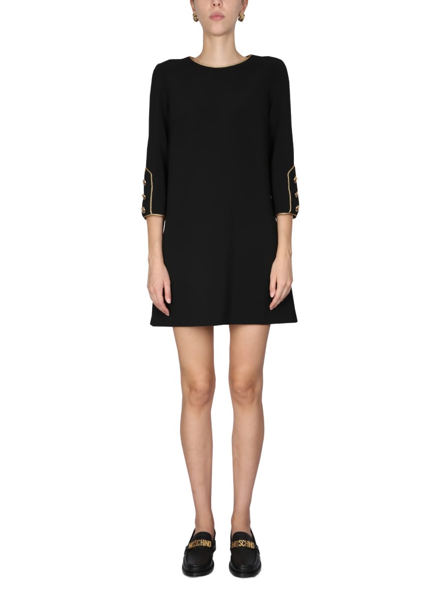 Shop Moschino Teddy Button Dress In Black