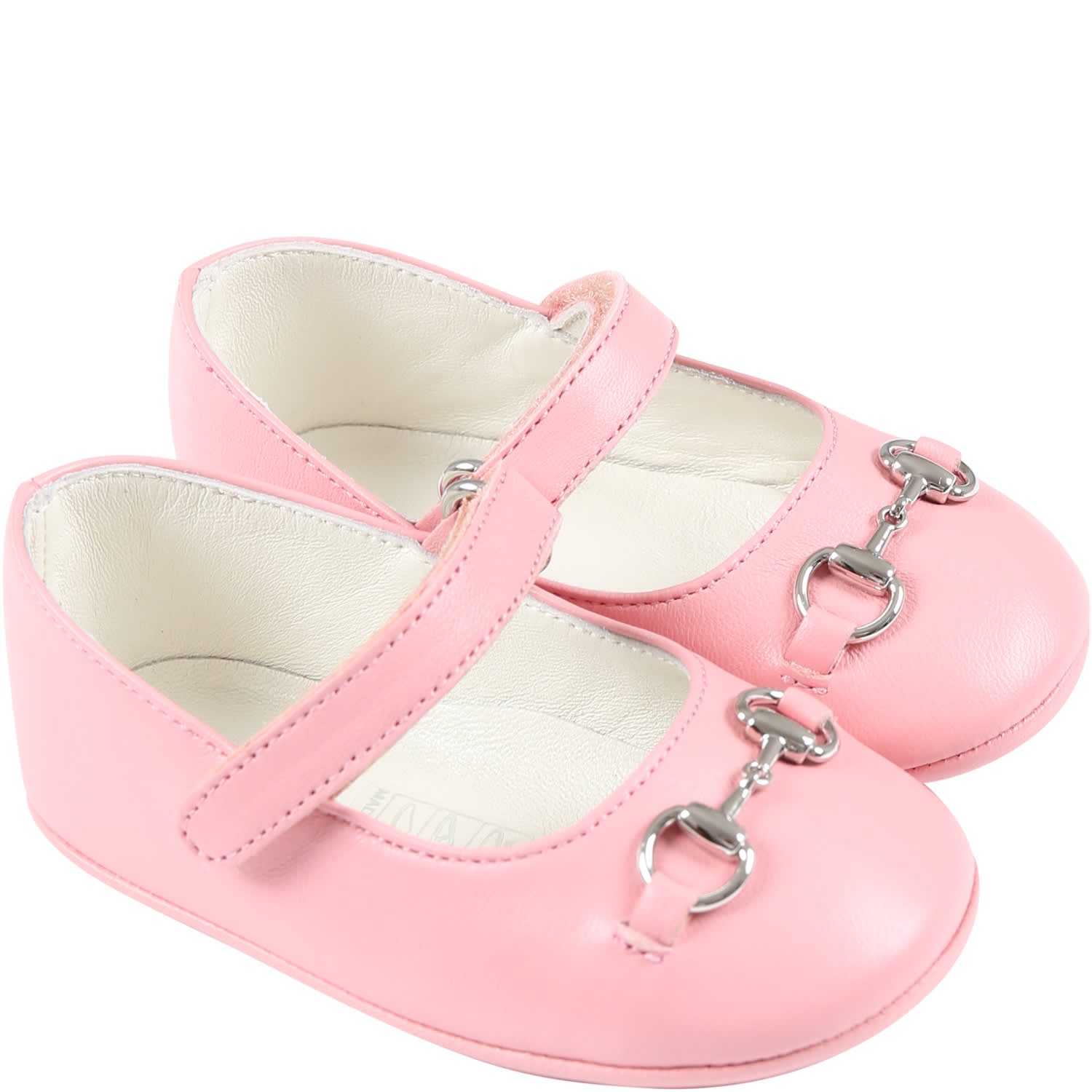 Shop Gucci Pink Ballet-flats For Baby Girl With Horsebit