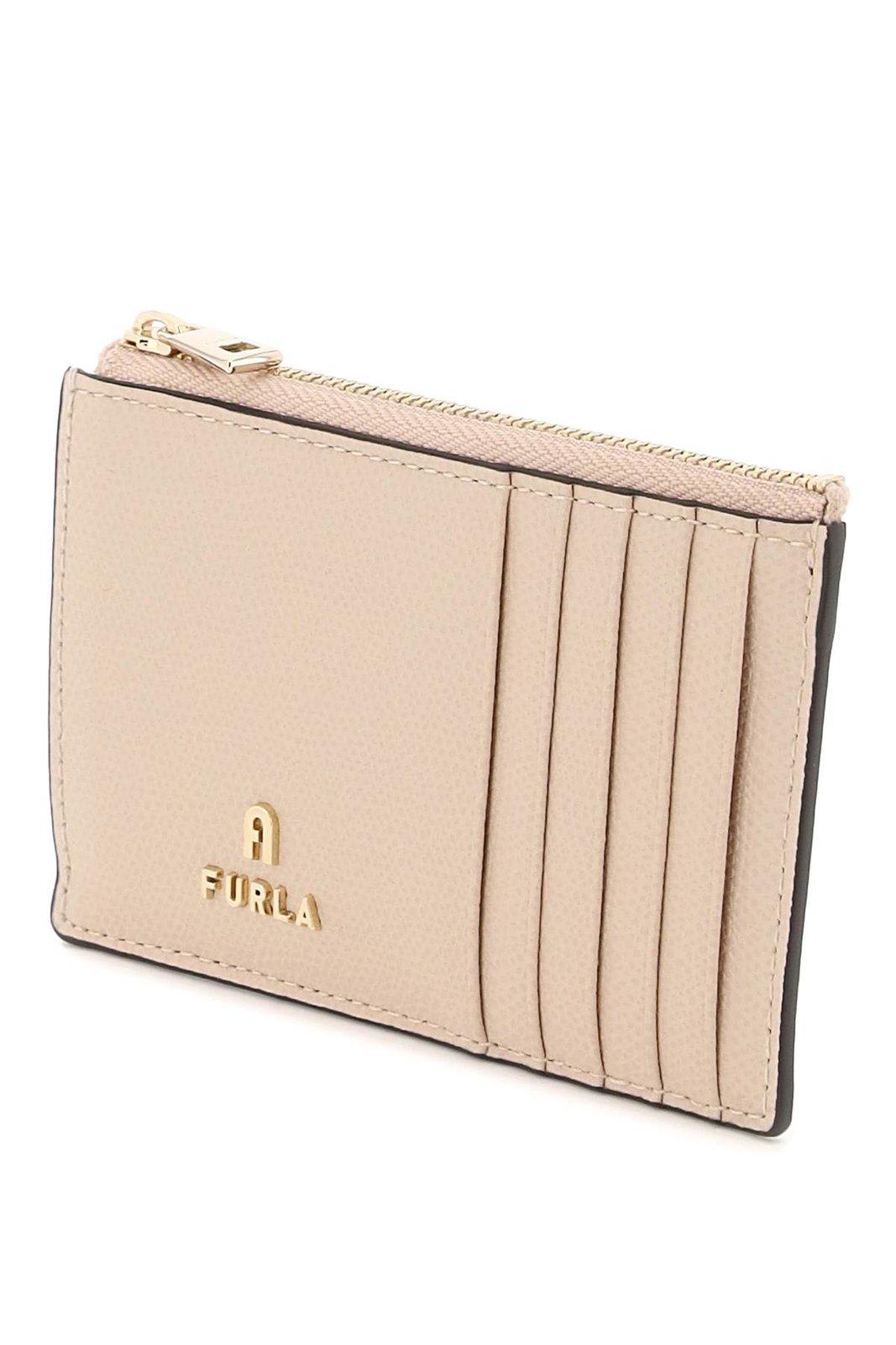 Shop Furla Logo Plaque Zipped Cardholder In Ballerina