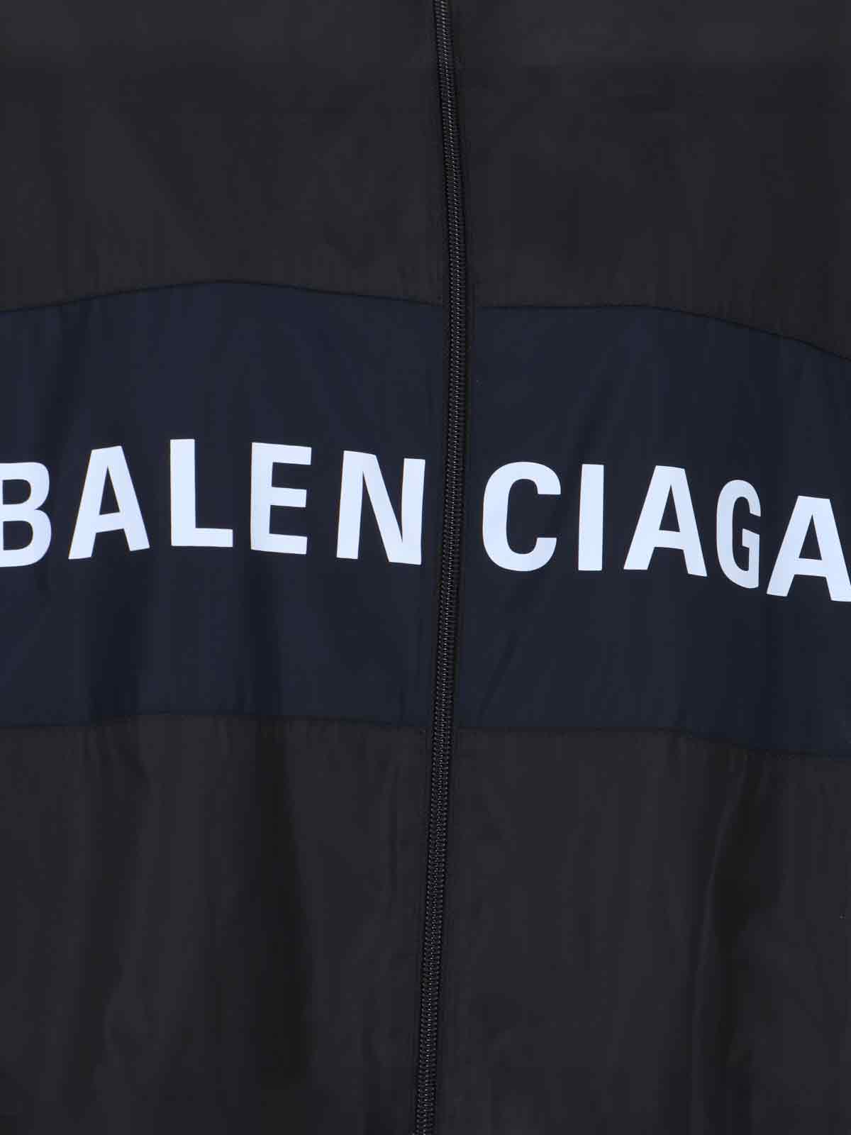 Shop Balenciaga Logo Zip Jacket In Black