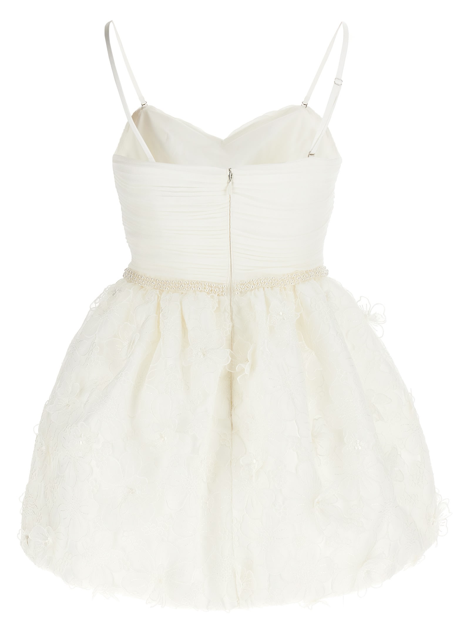 SELF-PORTRAIT WHITE ORGANZA BOW MINI DRESS