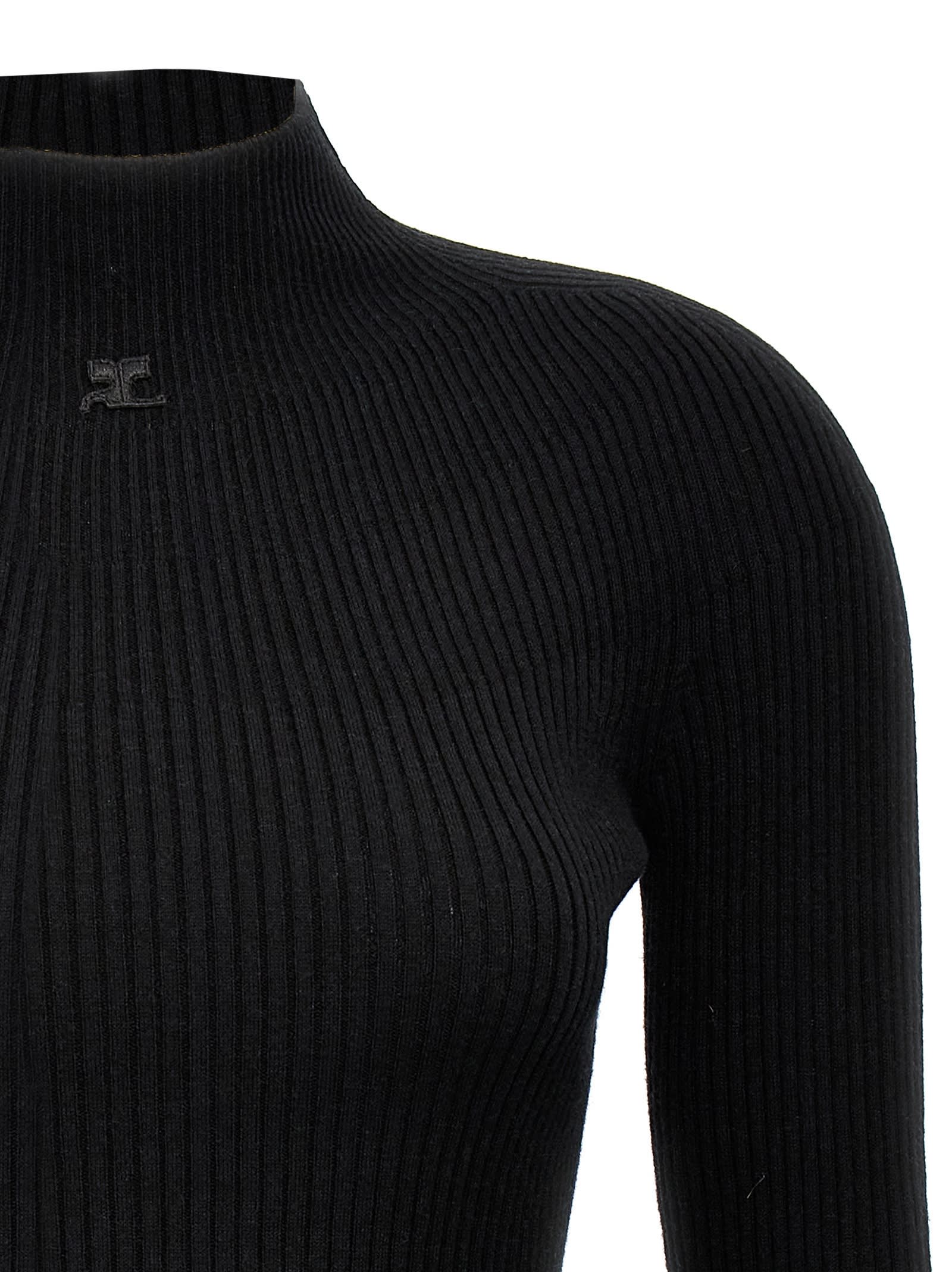 Shop Courrèges Solar Light Rib Sweater In Black