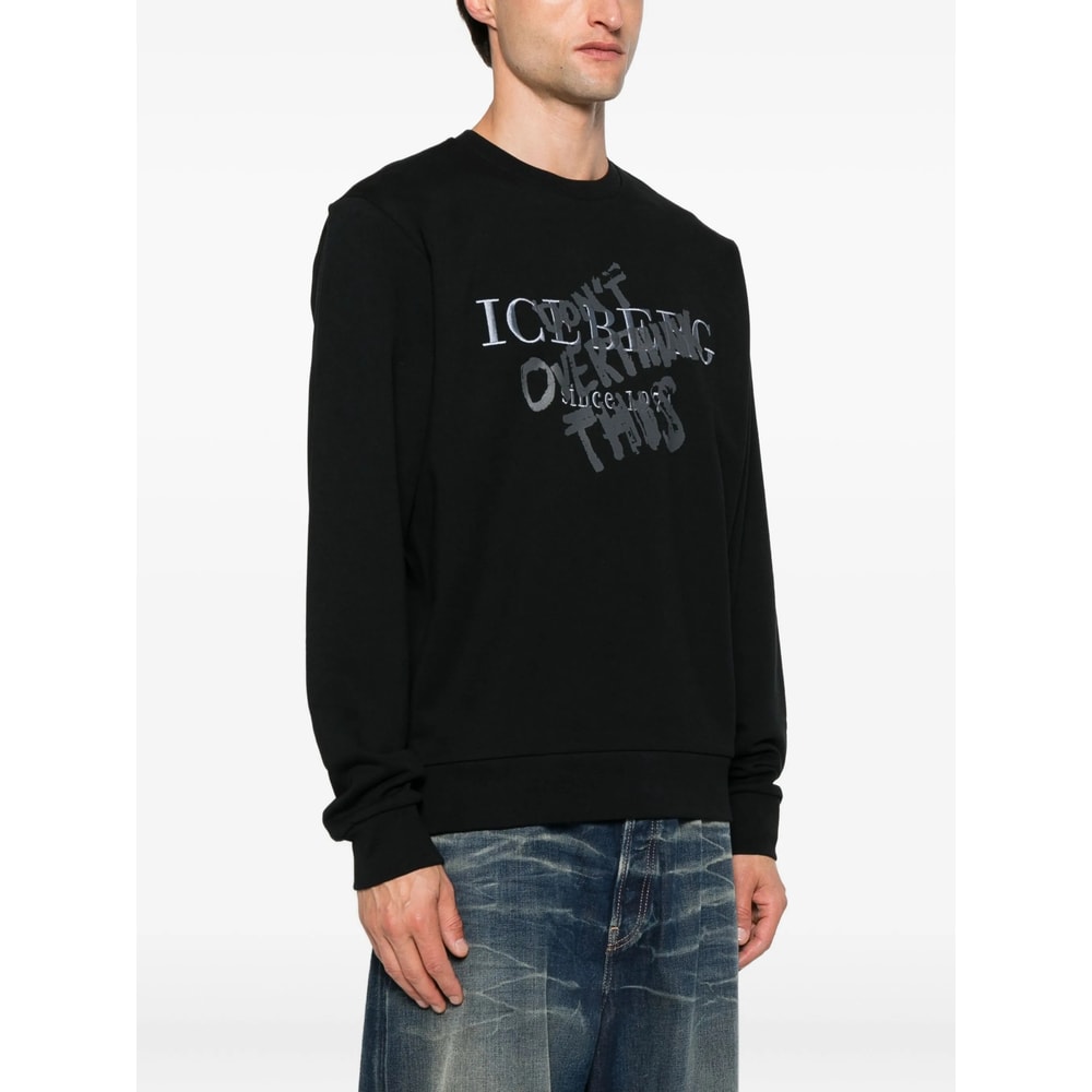Iceberg Logo-print Cotton Sweatshirt In Black