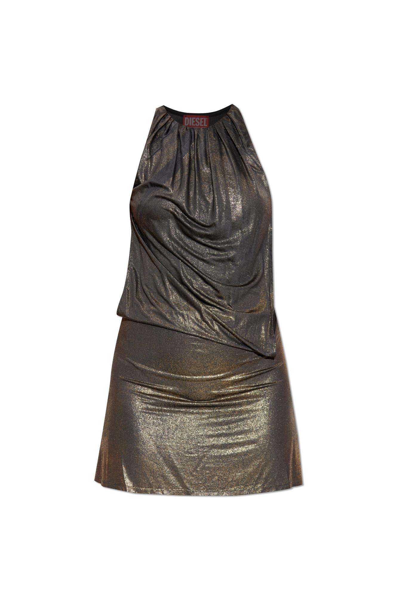 Diesel Short Dress With Metallic Effect In Gray