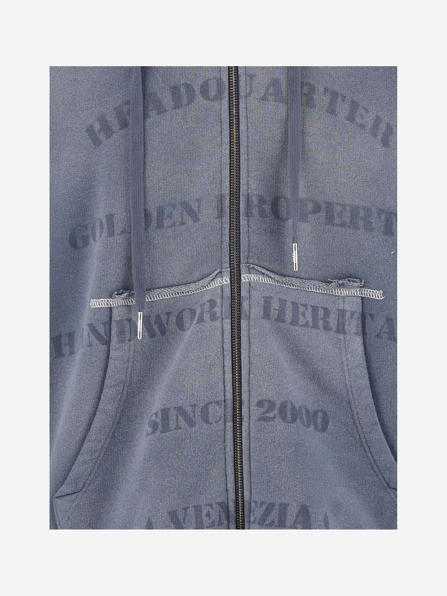 Shop Golden Goose Cotton Sweatshirt With Logo In Blue