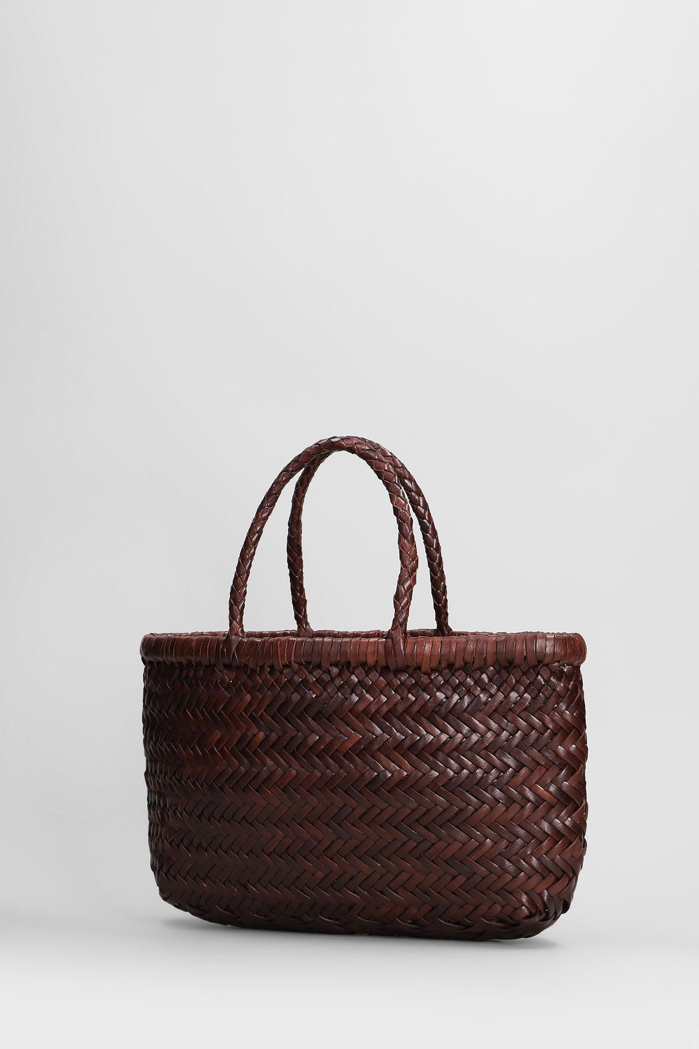 Dragon Diffusion Mini Flat Gora Baskt Hand Bag In Brown Leather In Brown
