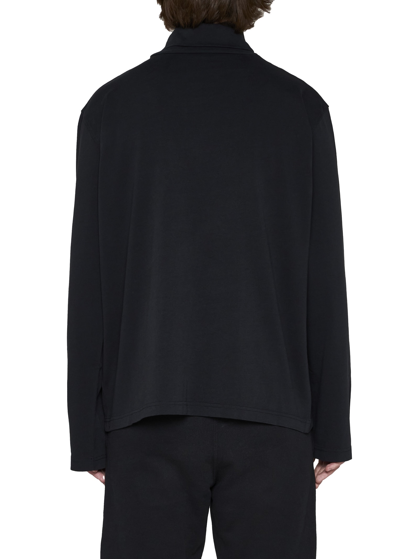 Heron Preston Black Turtleneck Pullover With Contrasting Logo Embroidery In Cotton Man In Black
