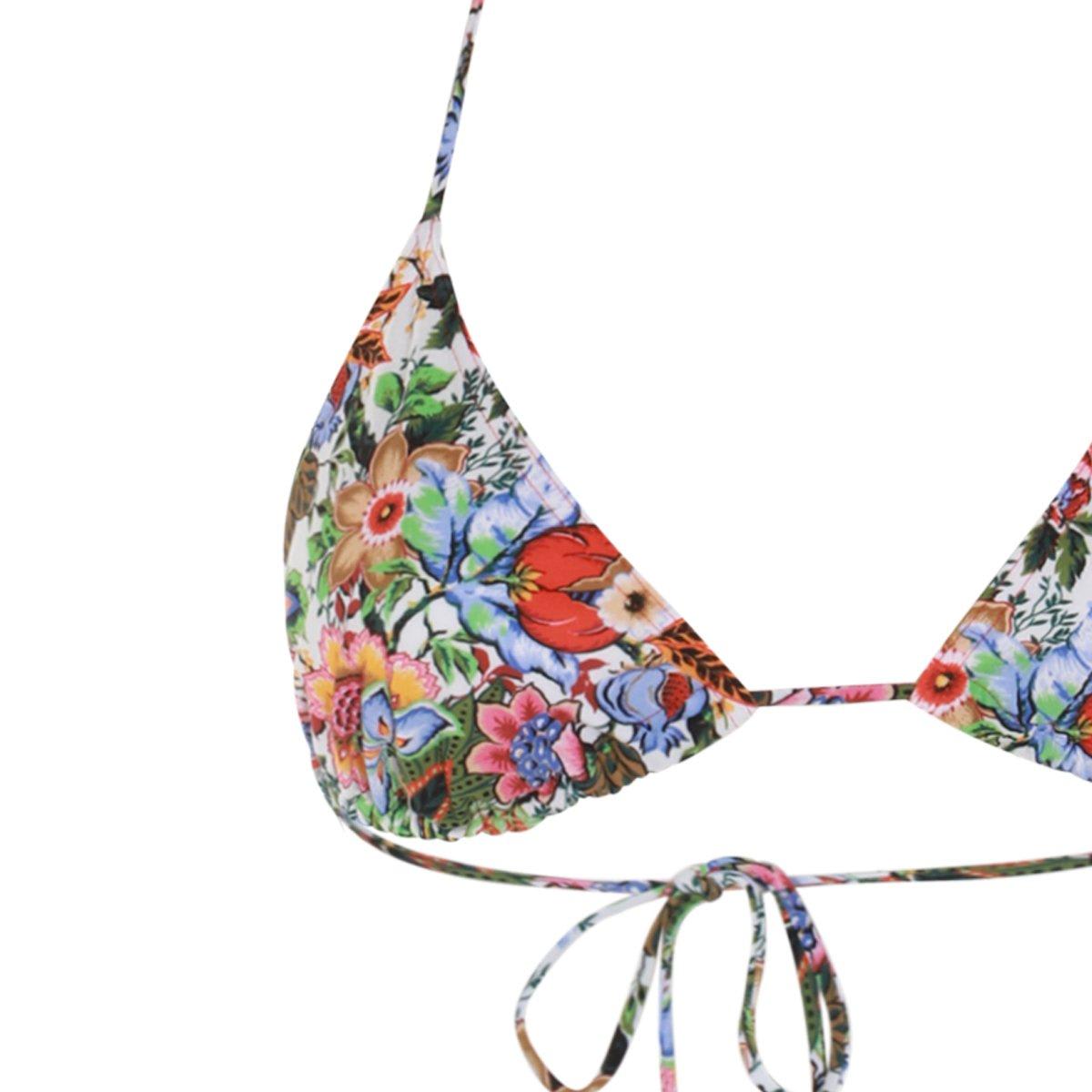 Shop Etro Bouquet-inspired Printed Triangle Bikini In Multicolor