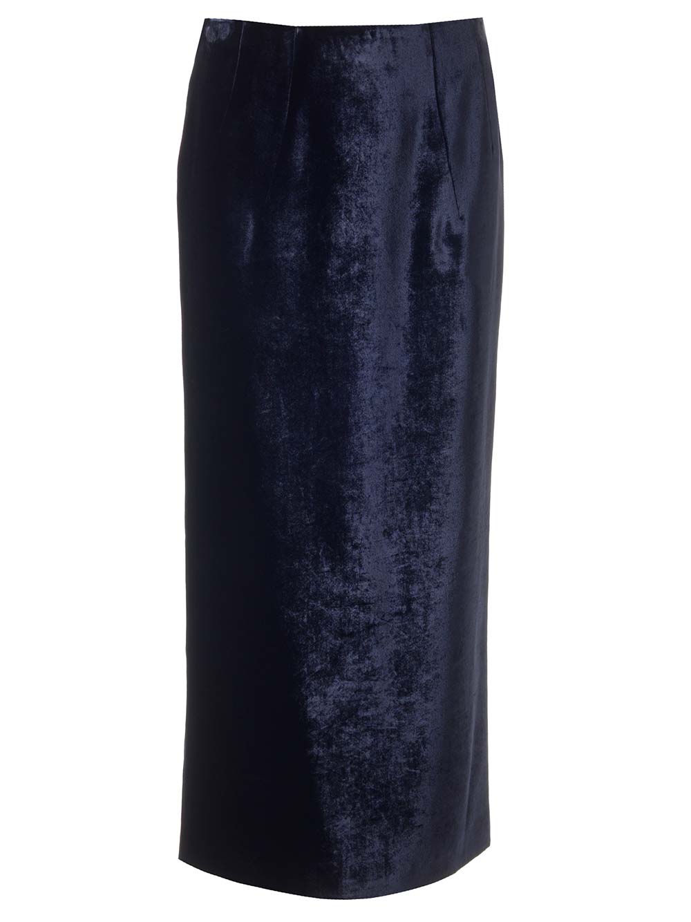 Shop Fendi Long Velvet Pencil Skirt In Blue