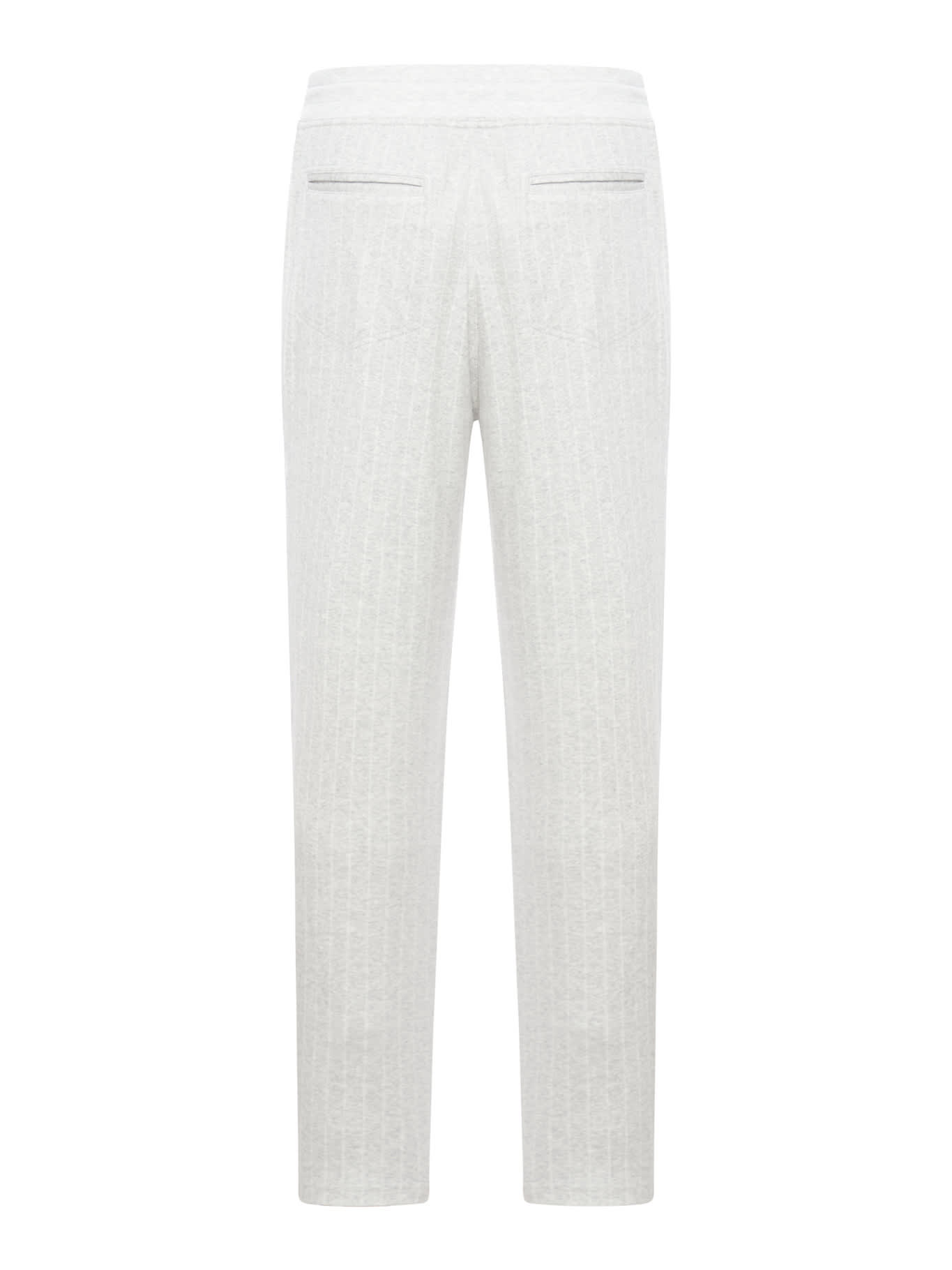 Shop Brunello Cucinelli Drawstring Pin Stripe Pants In Grey Pearl