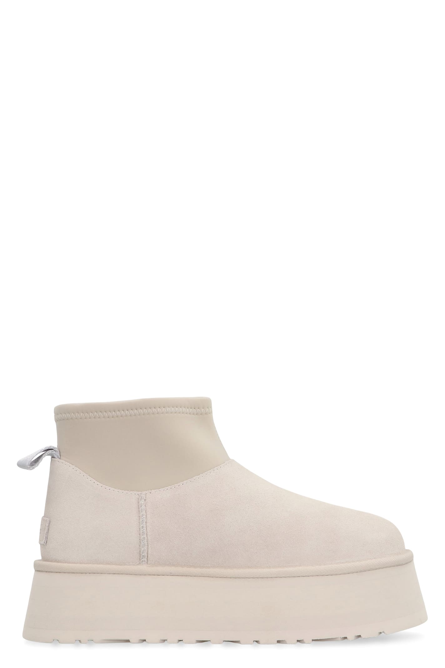 Ugg Classic Mini Dipper Puffer Suede Ankle Boots In White