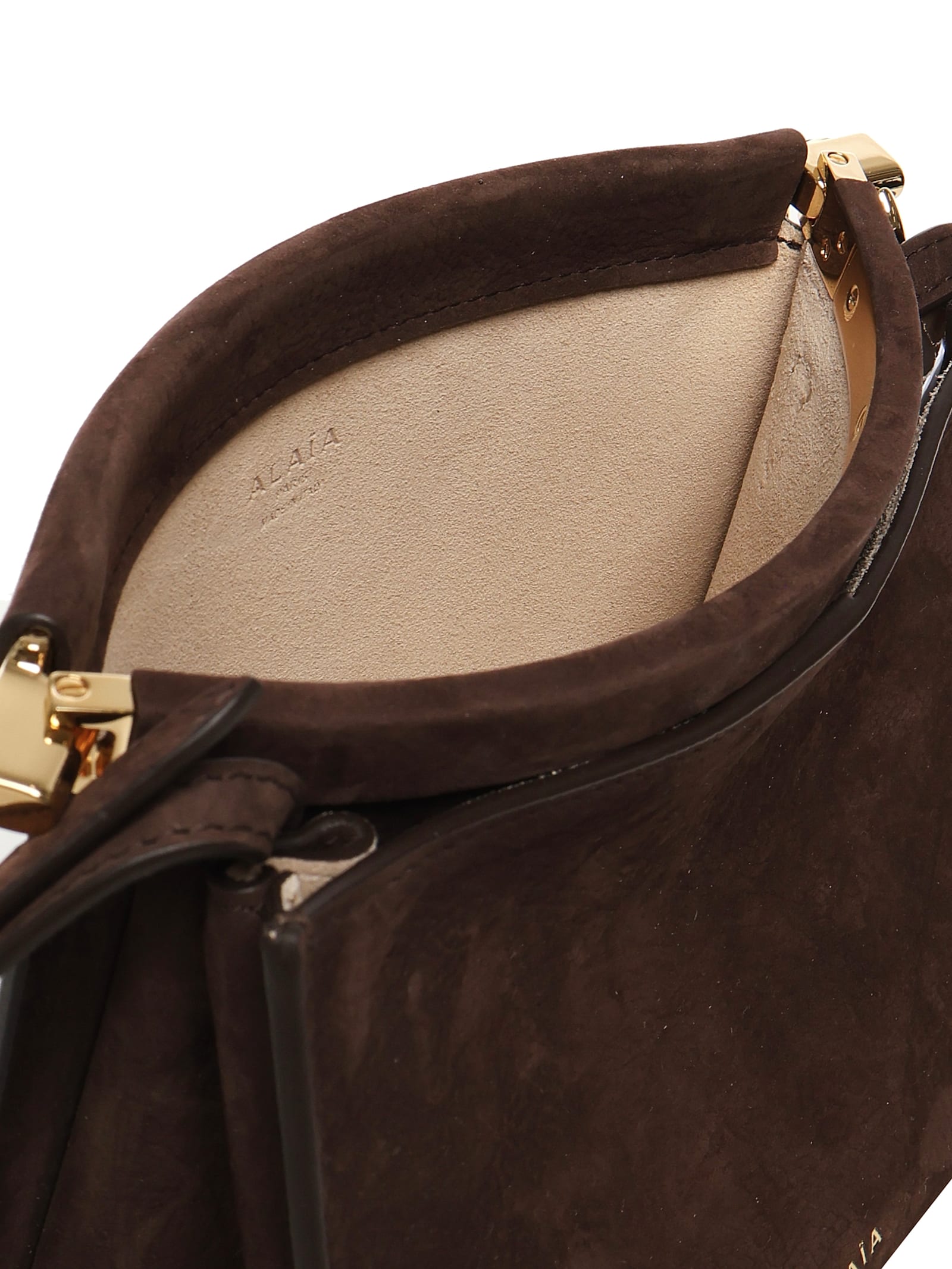 Alaïa Le Click Medium Square Bag In Nubuck In Brown