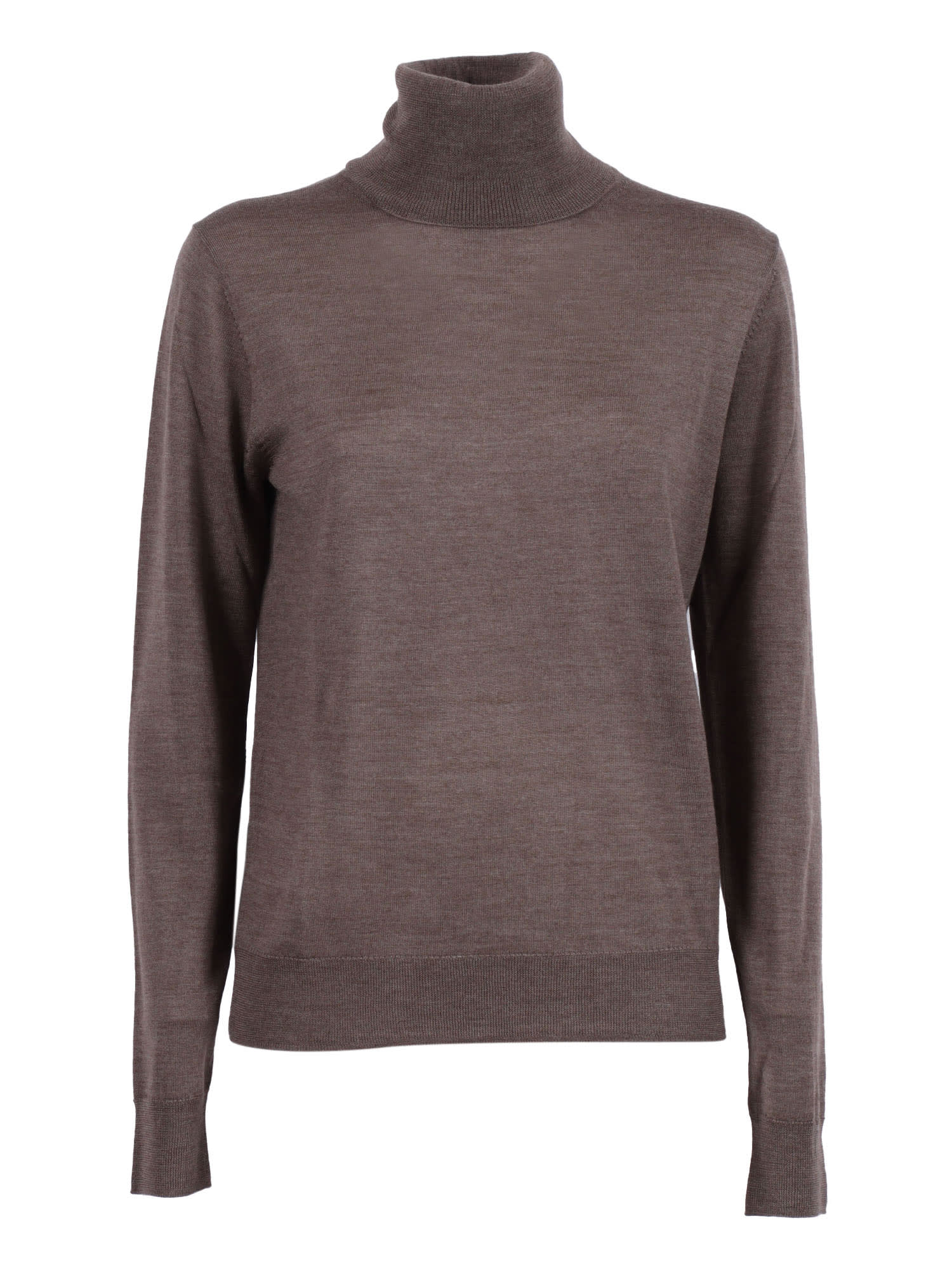 P.a.r.o.s.h Refined Brown Turtleneck Sweater With Lightweight Knit And Ribbed Cuffs In Brown