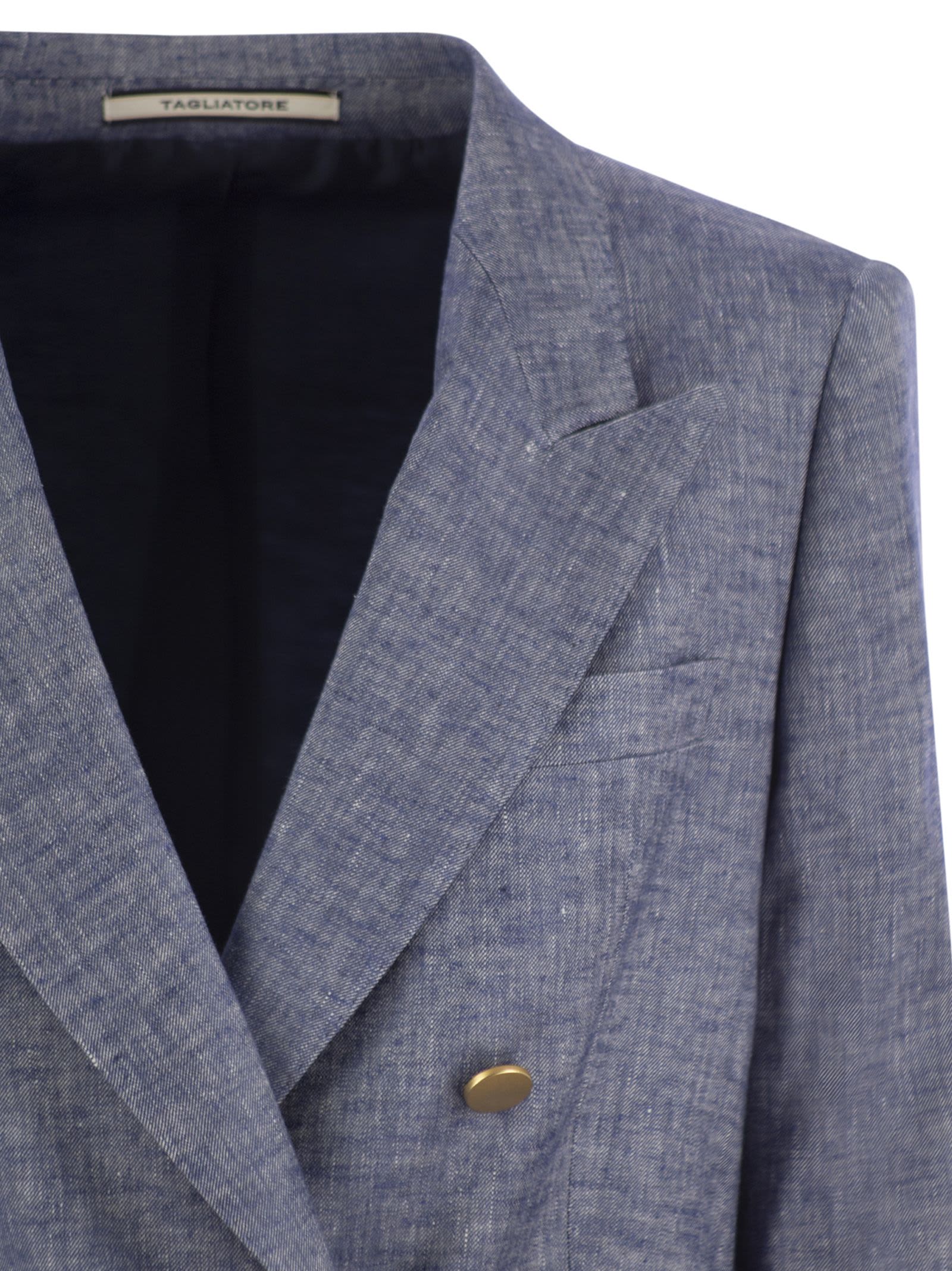 TAGLIATORE PARIS - LINEN AND VISCOSE DOUBLE-BREASTED BLAZER