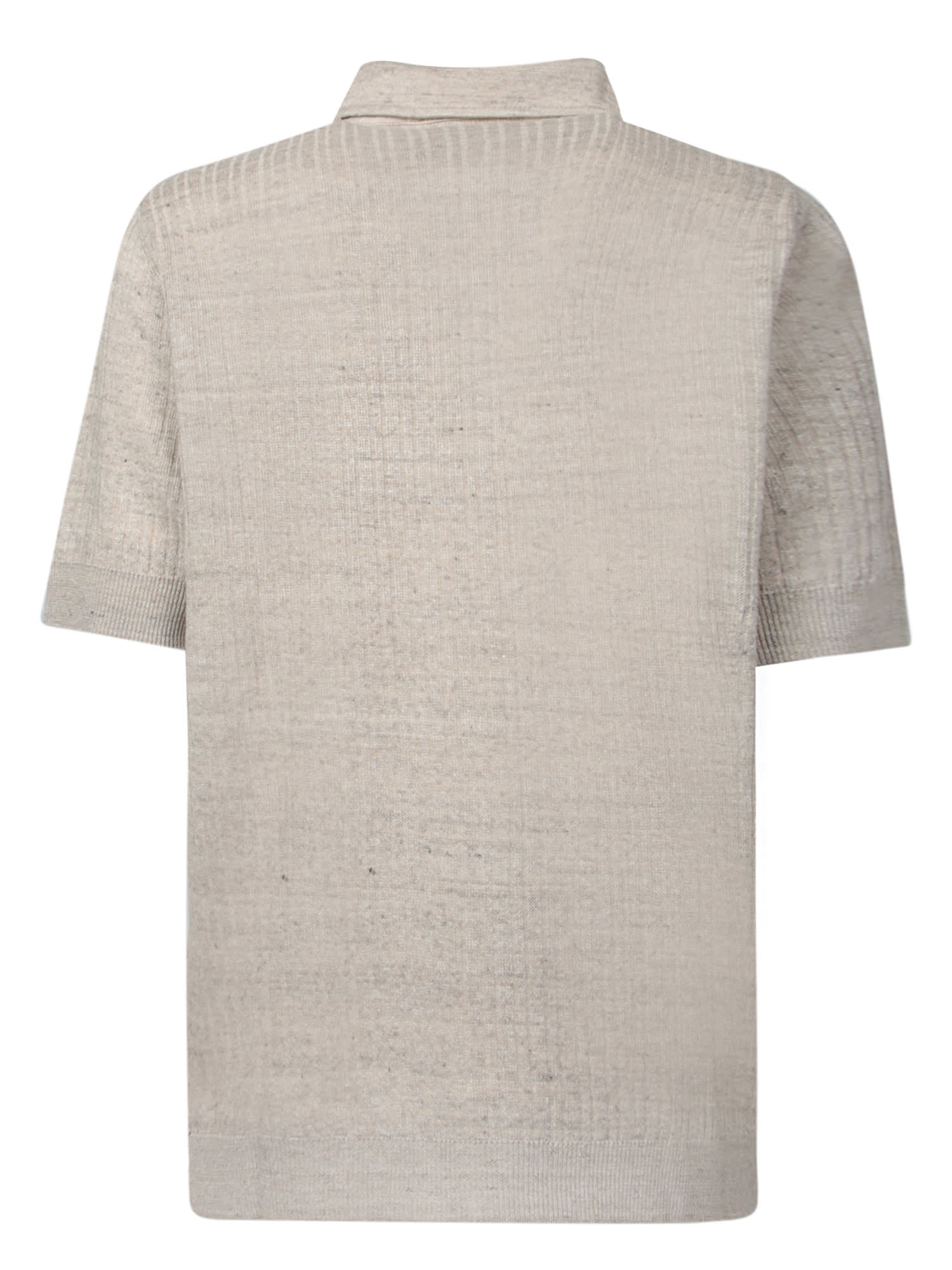 Lardini Textured Beige Polo T-shirt With Buttoned Placket In Beige