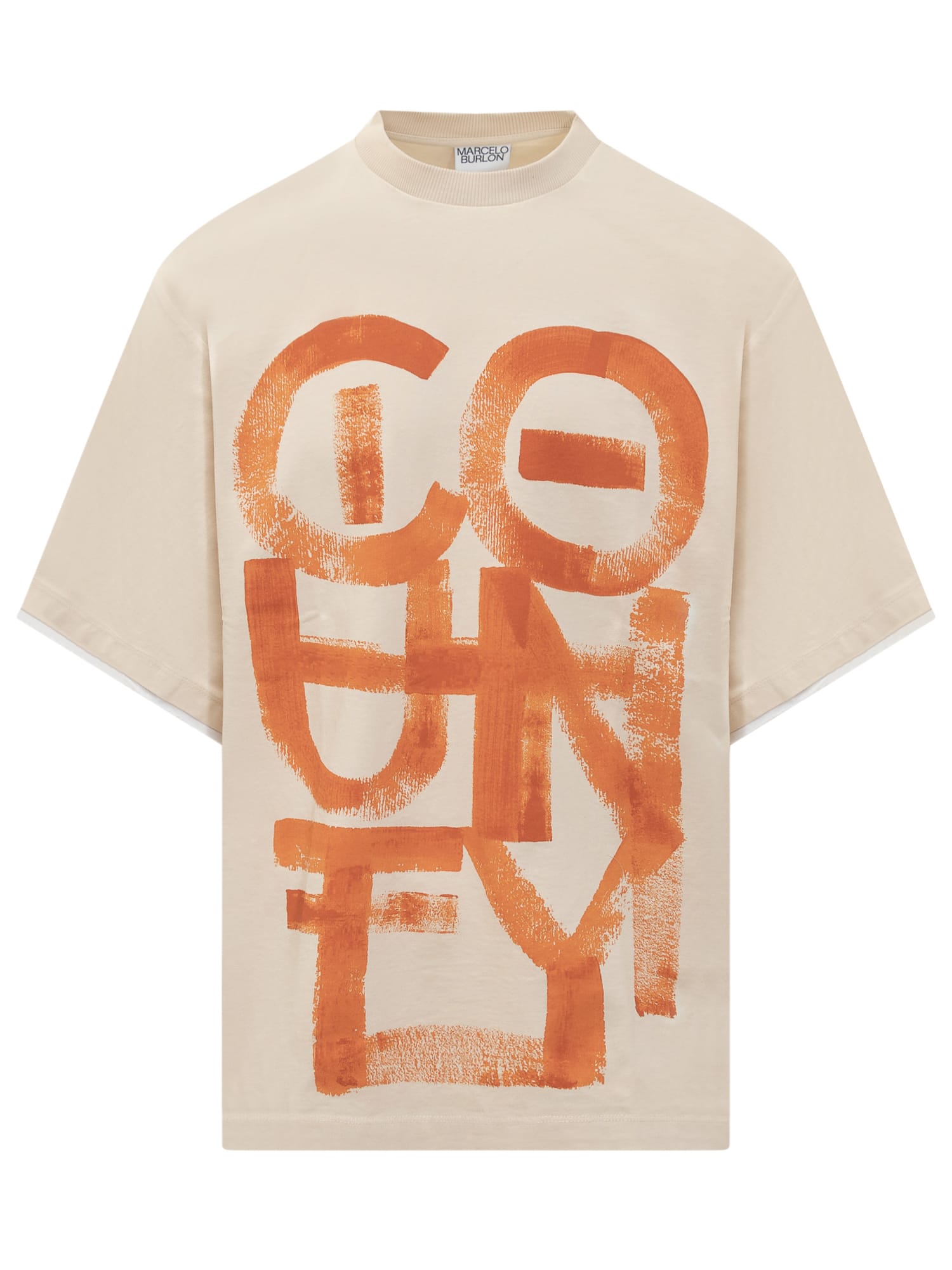 Shop Marcelo Burlon County Of Milan County Brush T-shirt In Chalk Orange