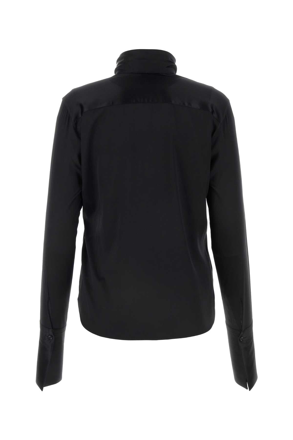 Shop Ermanno Scervino Black Stretch Satin Shirt In Nero