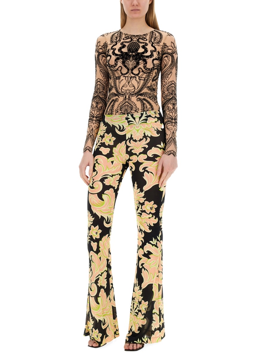 Shop Etro Printed Jersey Pants In Multicolour