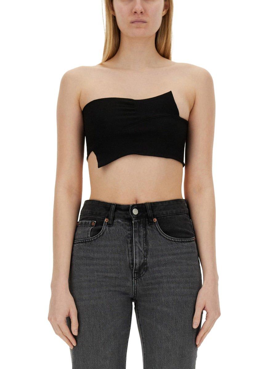 Cropped Wrapped-sleeves Bandeau Top