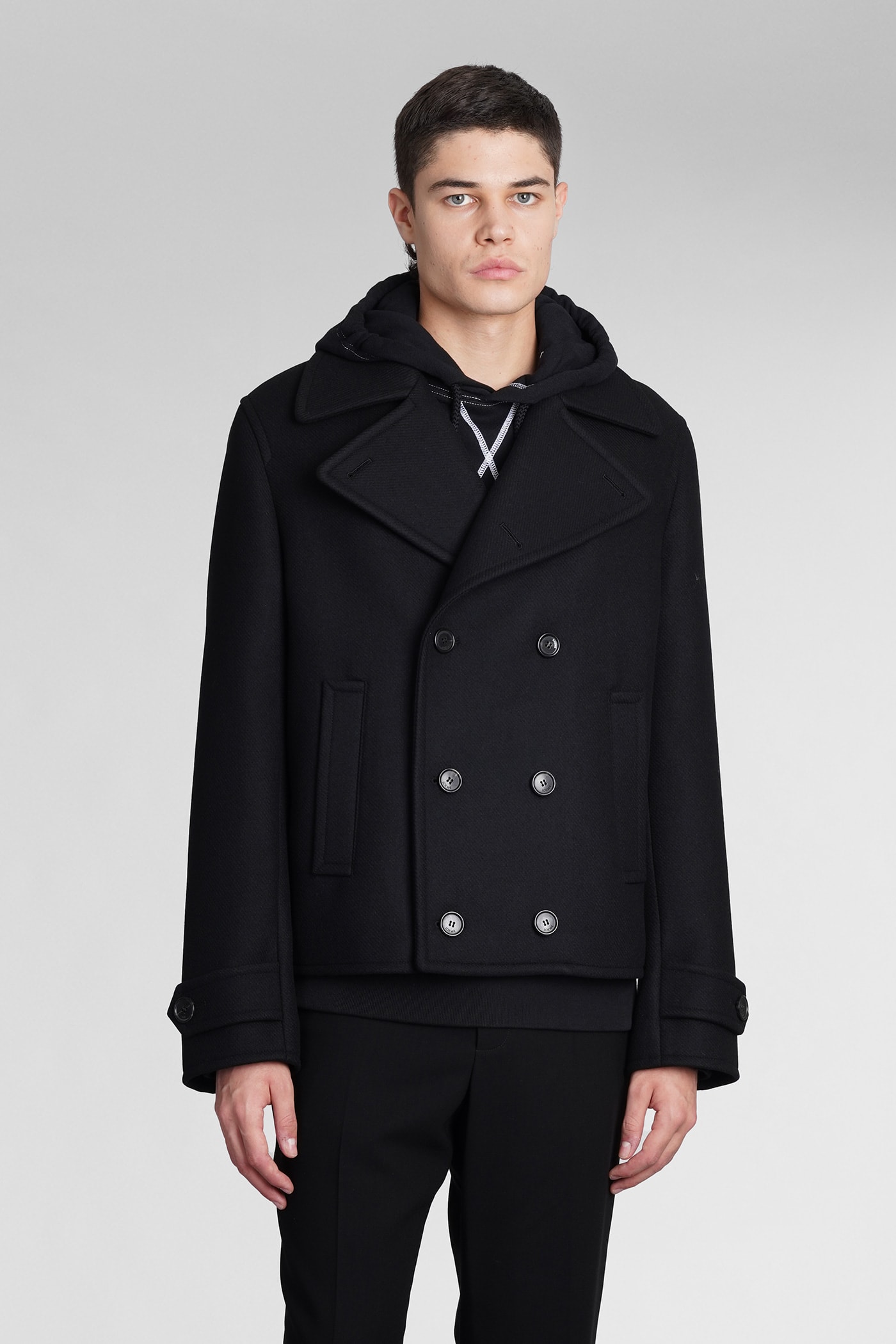 Loewe Coat In Black Wool