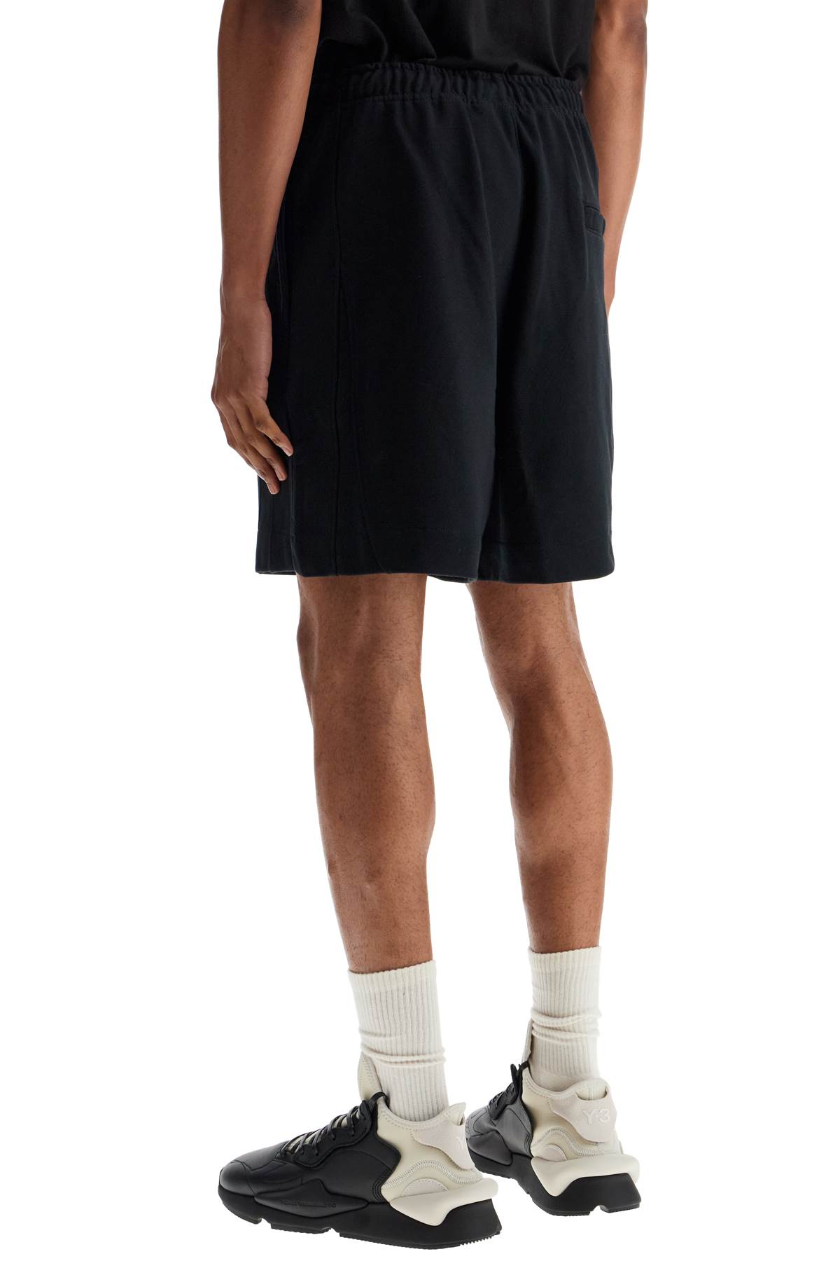 Y-3 Striped Waistband Shorts Back Pocket In Black