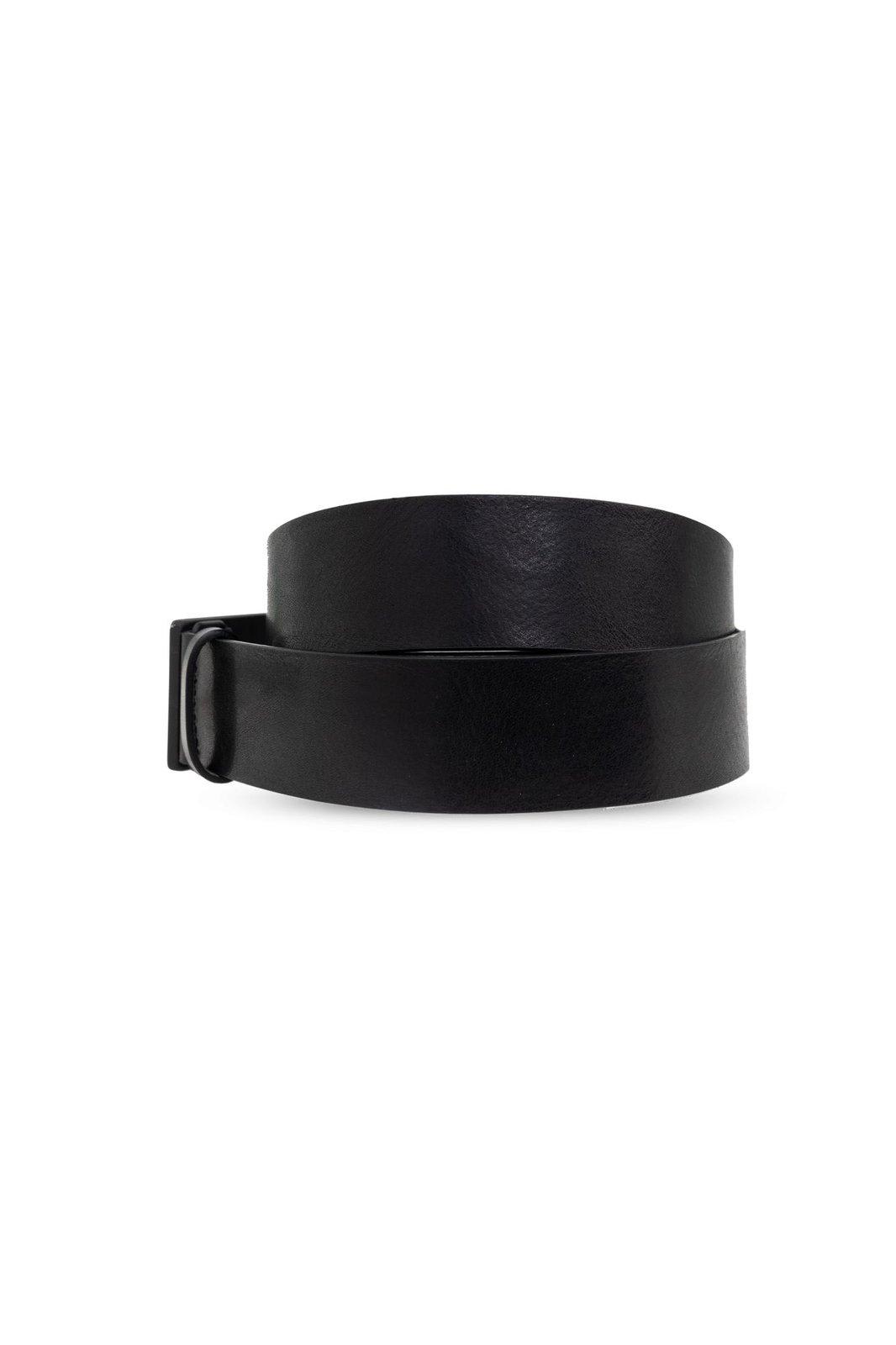 Dsquared2 Black Leather Belt With Logo Plaque Closure In Black