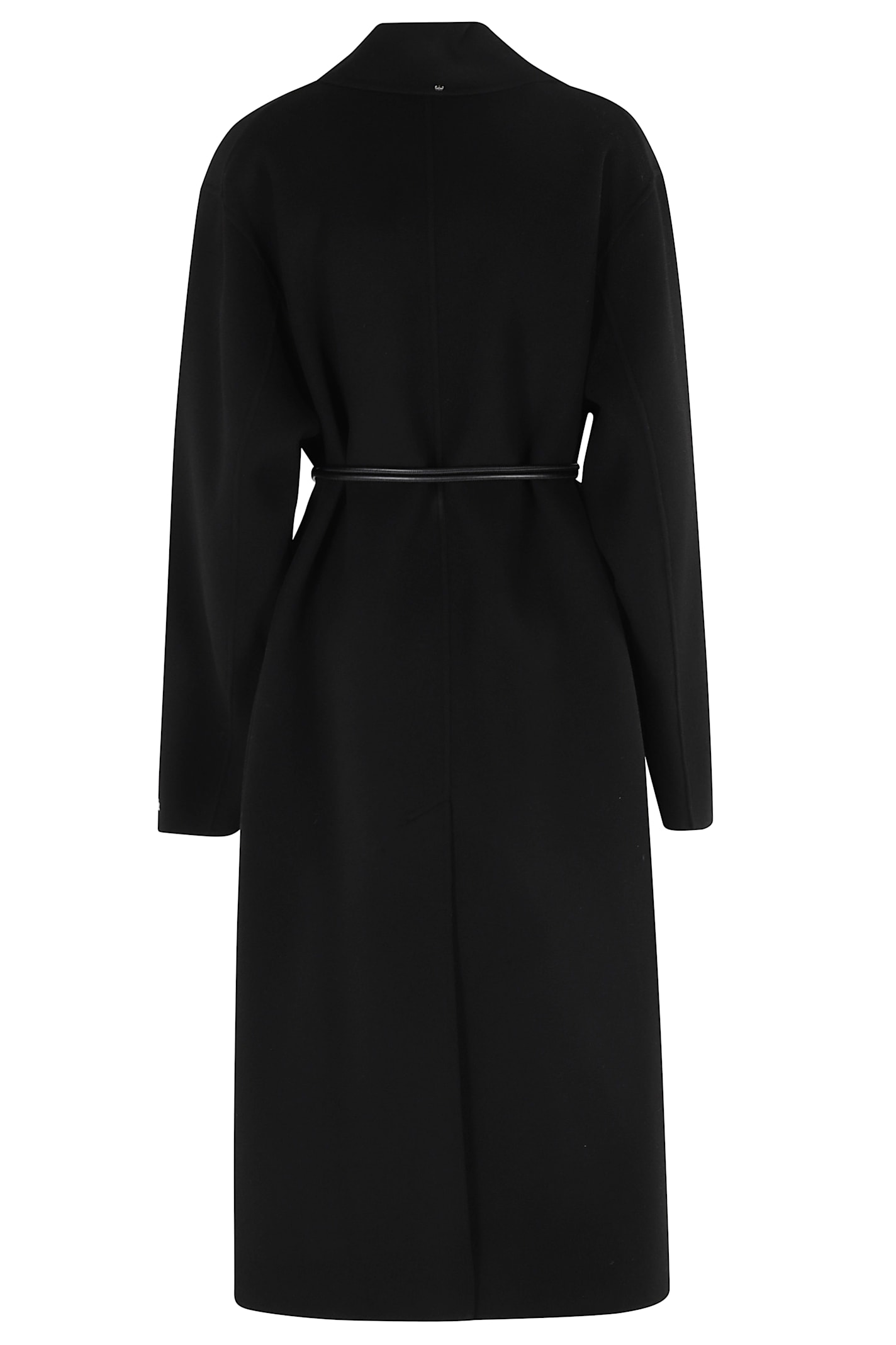 Sportmax Tie-cord Detail Single-breasted Coat In Black
