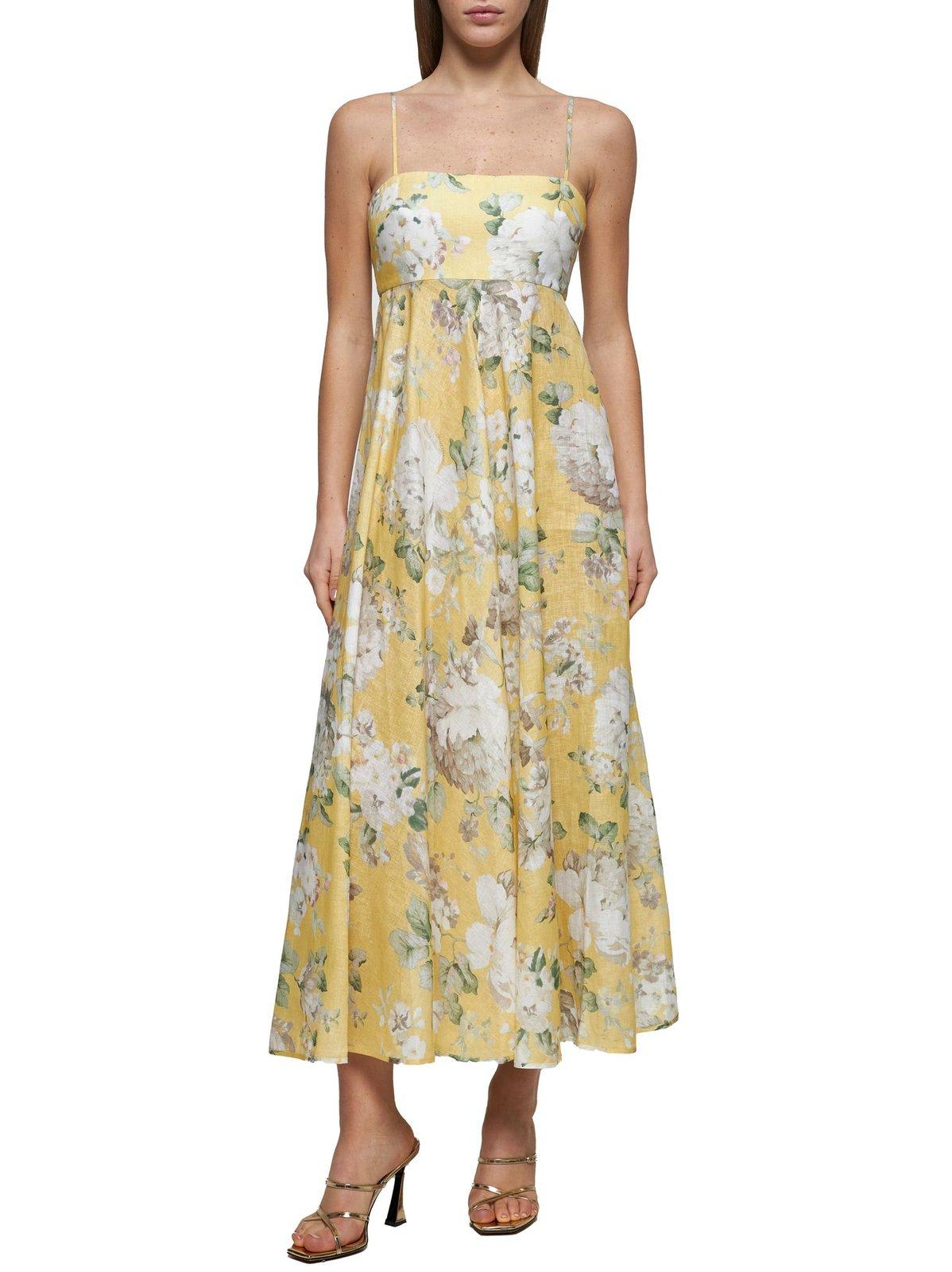 Zimmermann Yellow Linen Acacia Midi Dress In Yellow