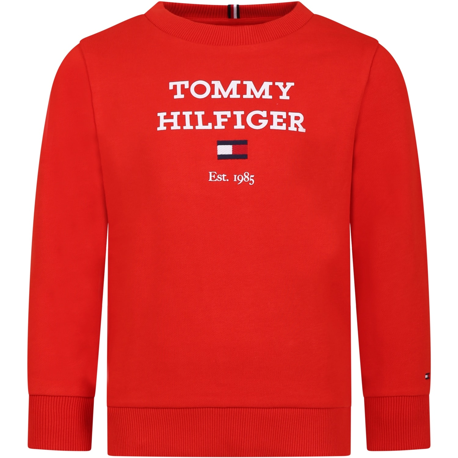 Tommy Hilfiger Kids' Red Sweatshirt For Boy With Logo