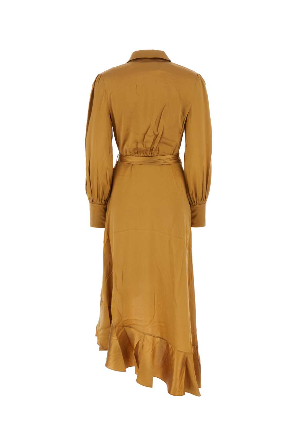 Shop Zimmermann Ochre Silk Dress In Honey