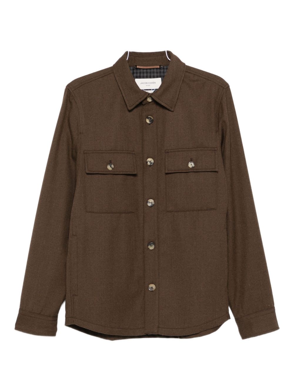 Jacob Cohen Wool Shirt Jacket With Long Sleeves And Collar In Brown