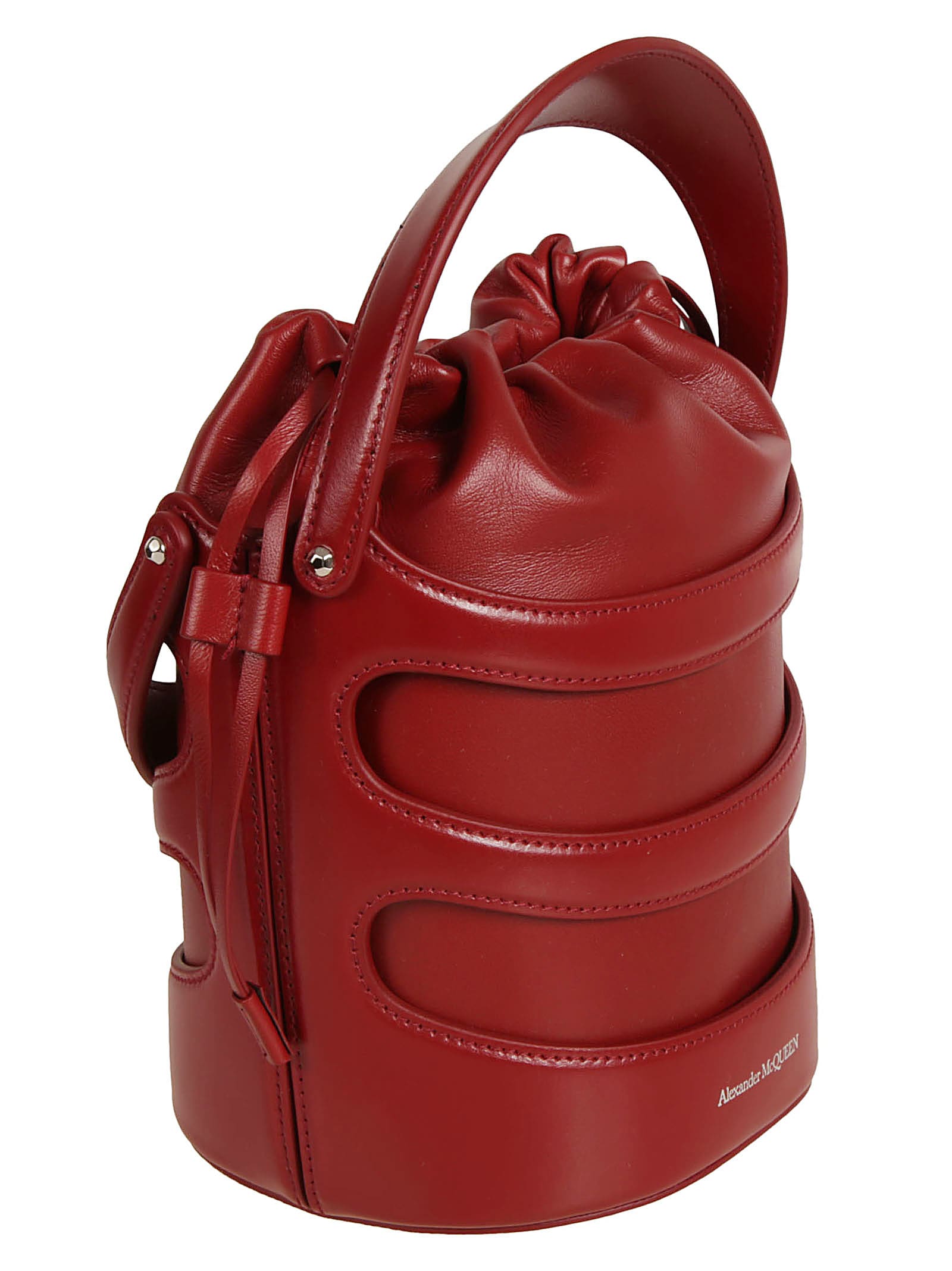 Shop Alexander Mcqueen The Rise Bucket Bag In Dark Red