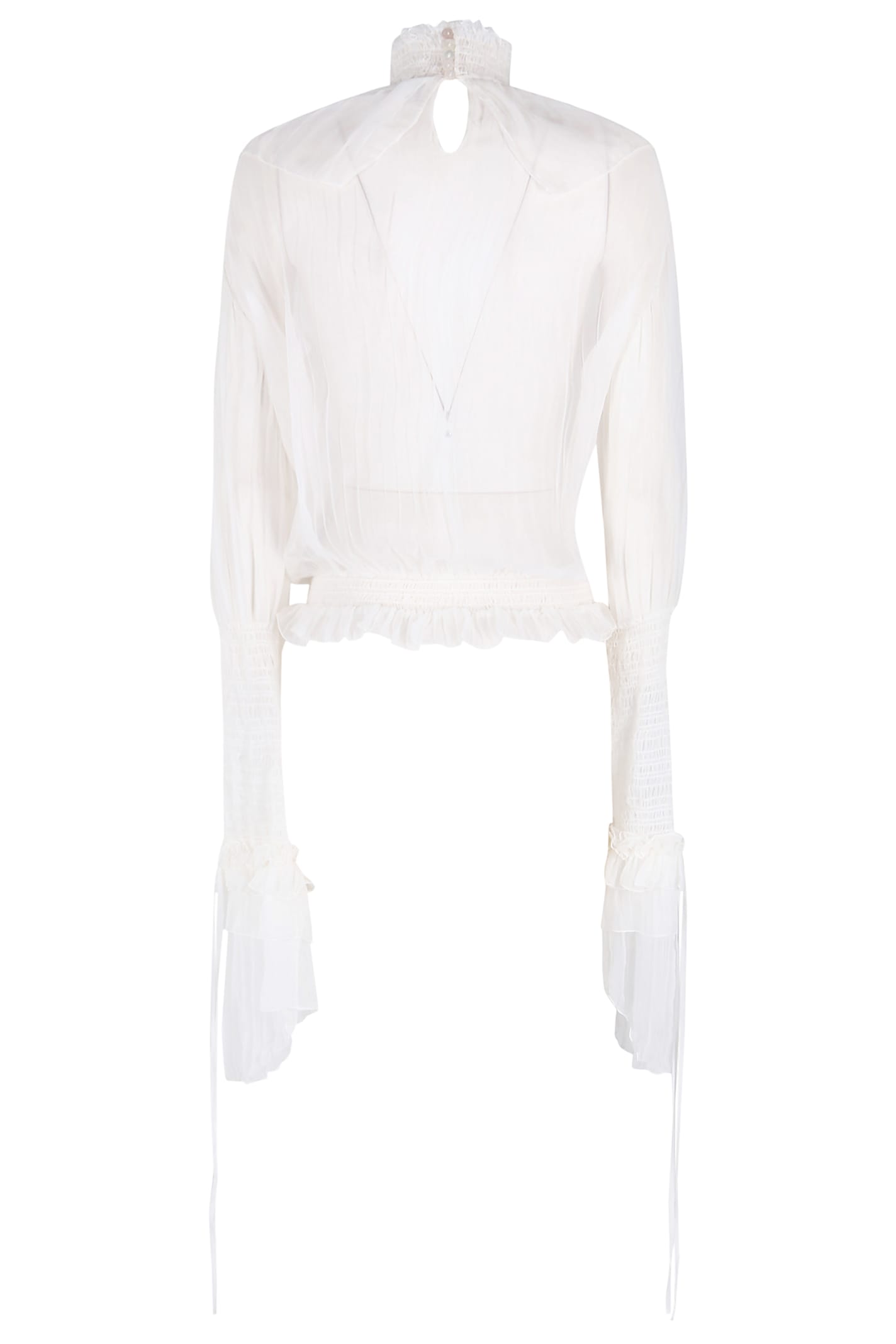 Blumarine Chiffon Plisse Top In White
