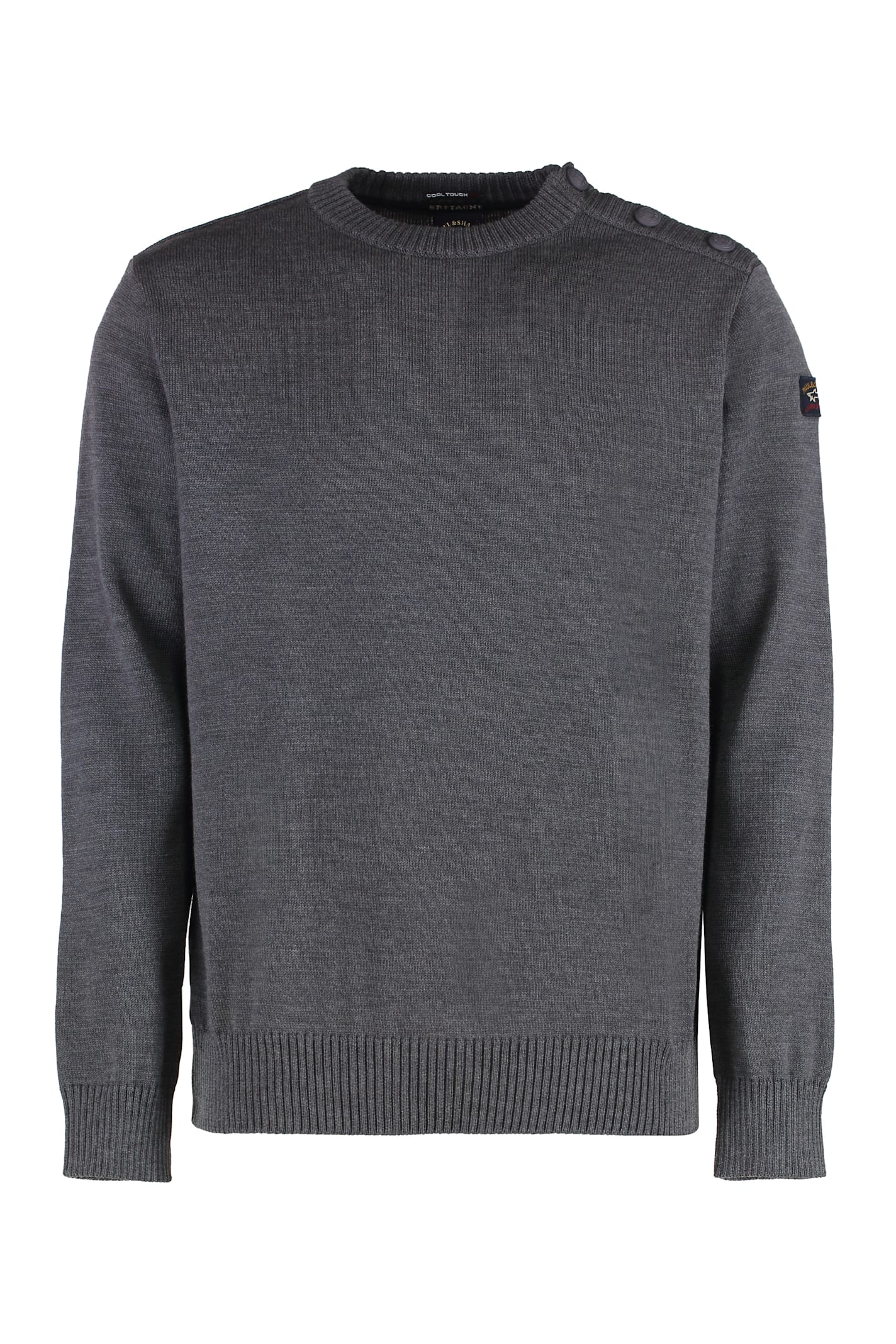 Paul&shark Virgin Wool Crew-neck Sweater In Grey