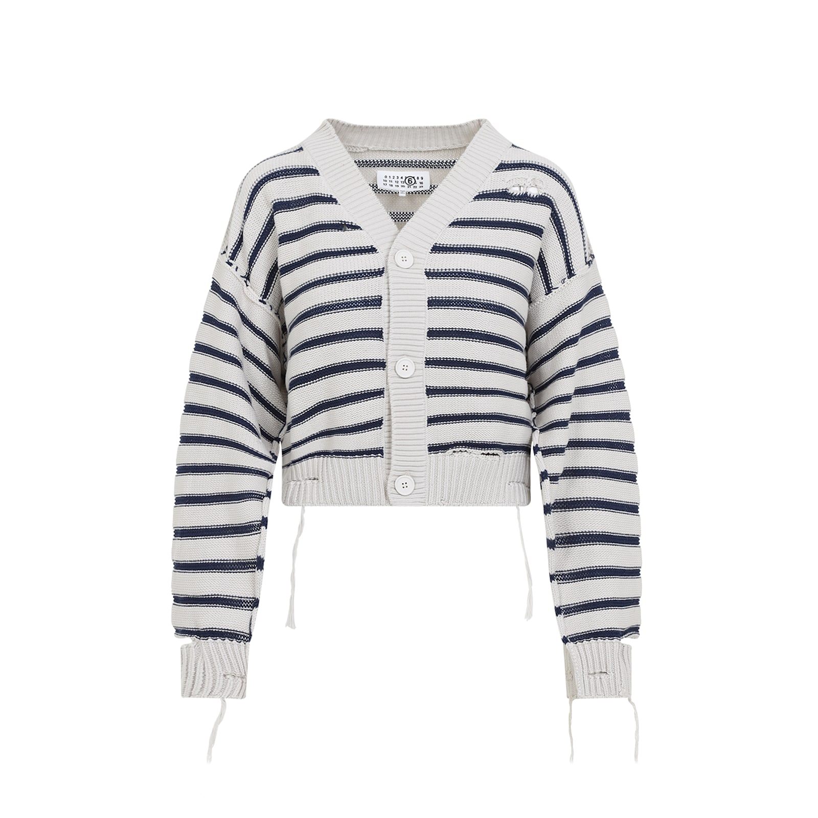 Mm6 Maison Margiela Mm6 By Maison Margiela Chalk White Cotton Cardigan In Chalk Navy