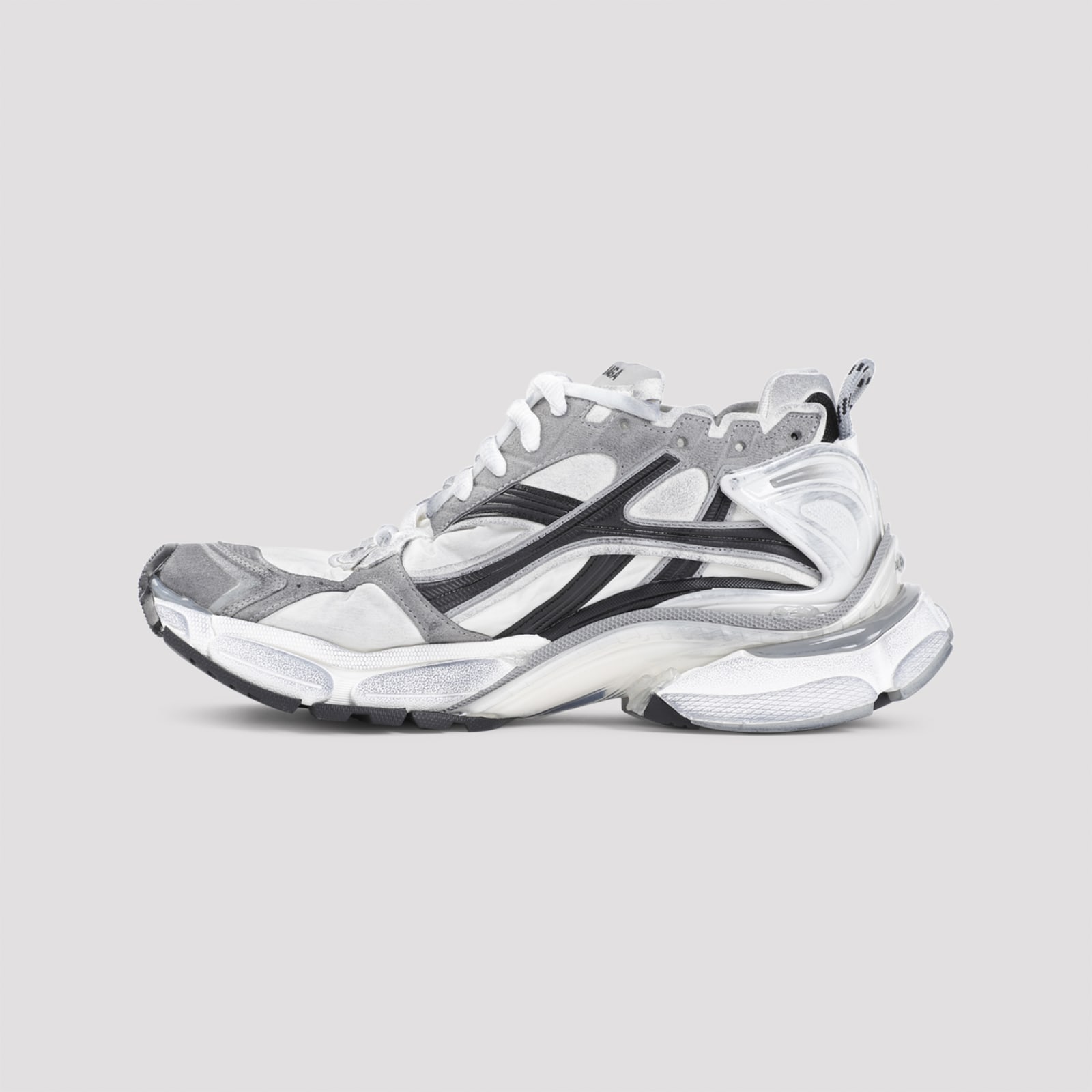 Shop Balenciaga Runner Sneakers In Grey White Black