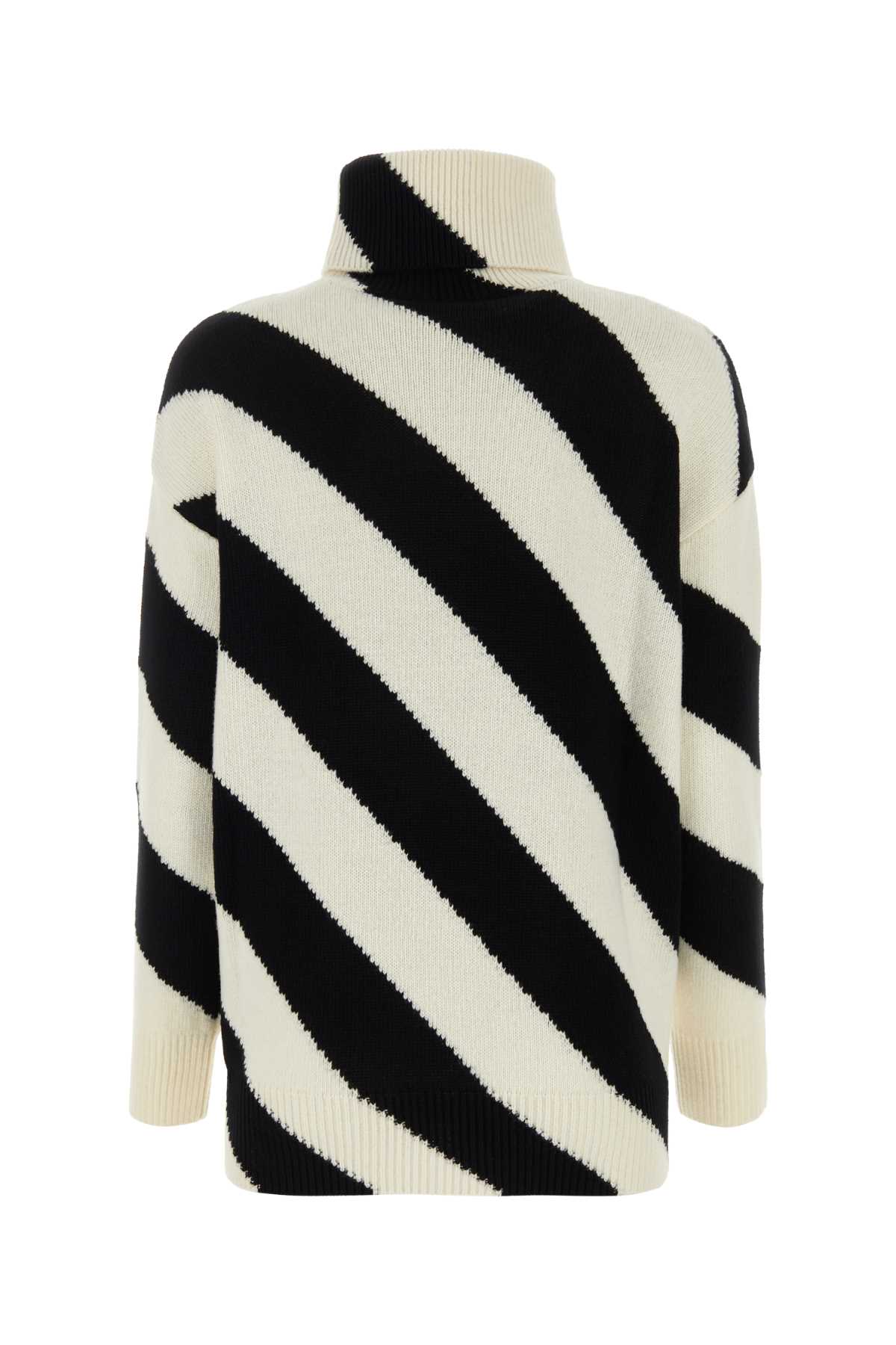 Shop Valentino Embroidered Wool Sweater In Avorionero