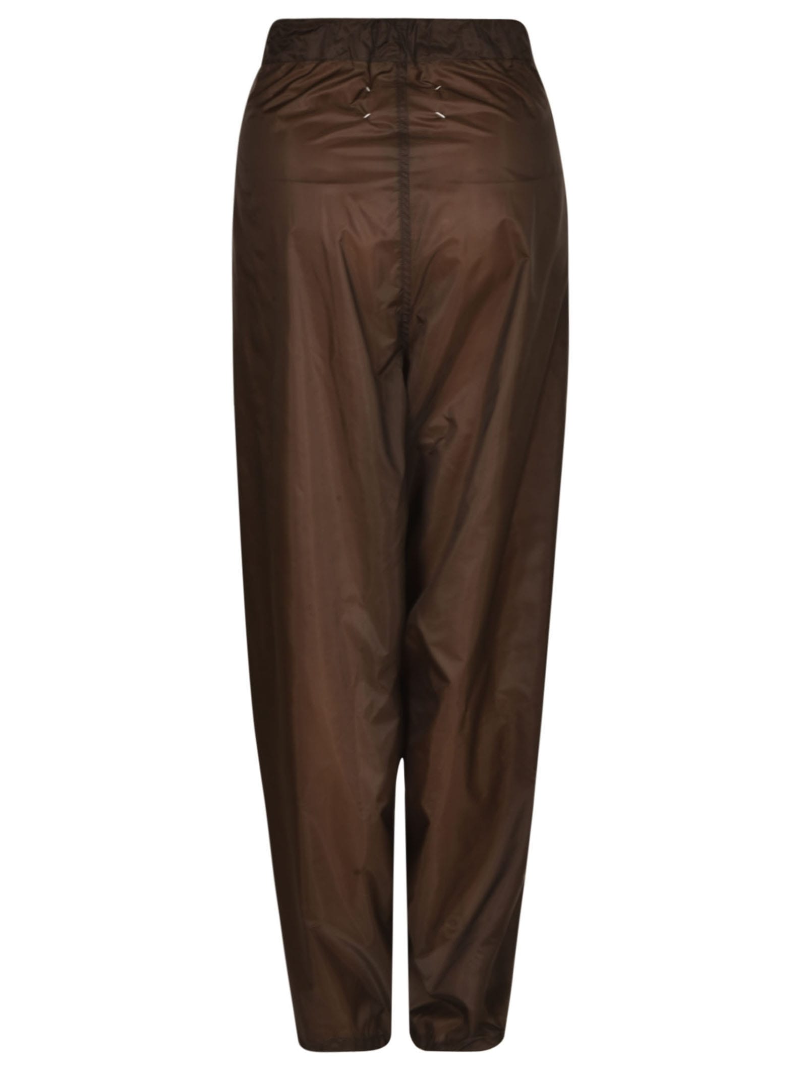 Shop Maison Margiela Wide Leg Drawstring Cuff Trousers In Brown