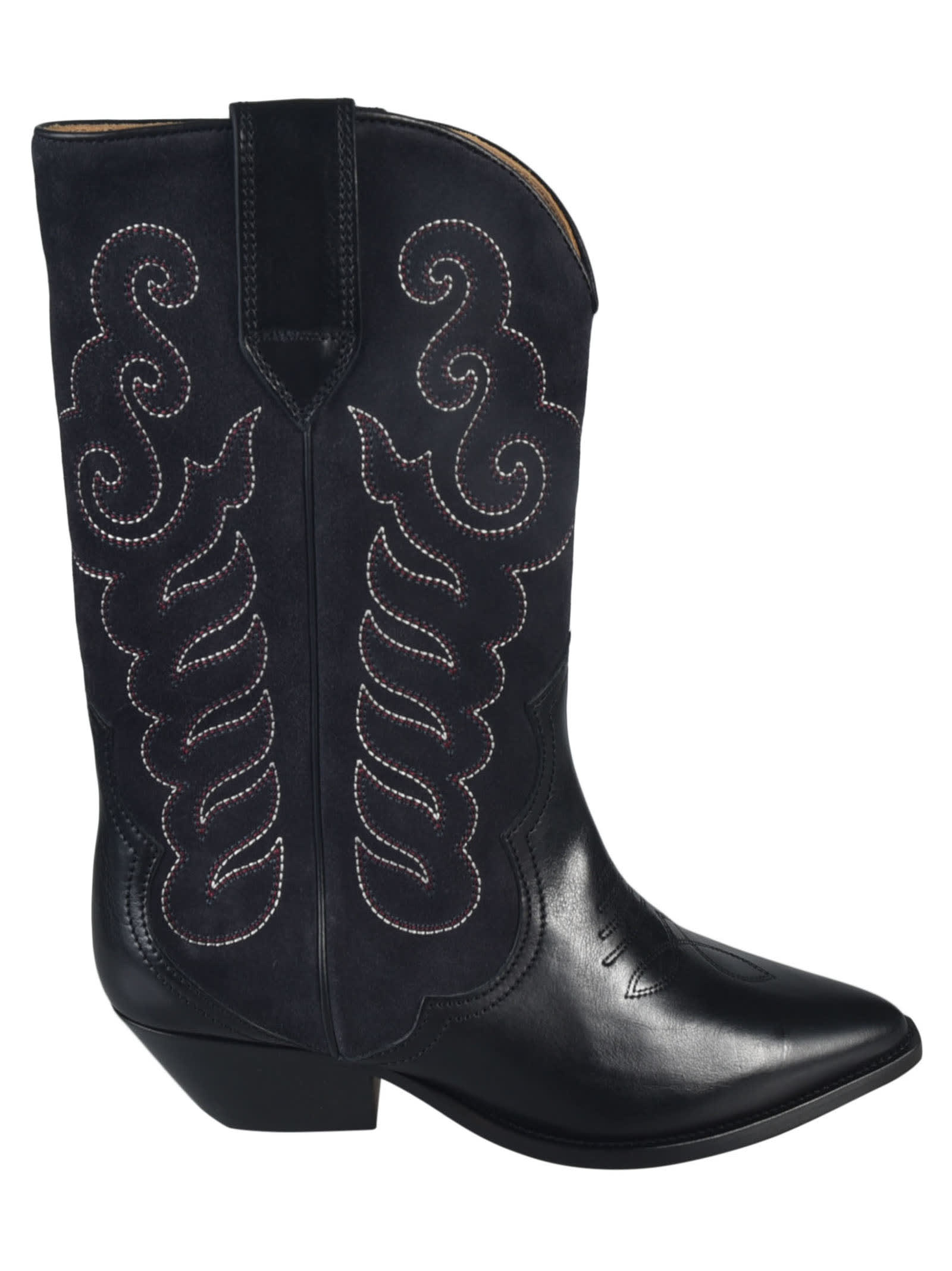 Shop Isabel Marant Duerto Embroidered Boots In Black/faded Black