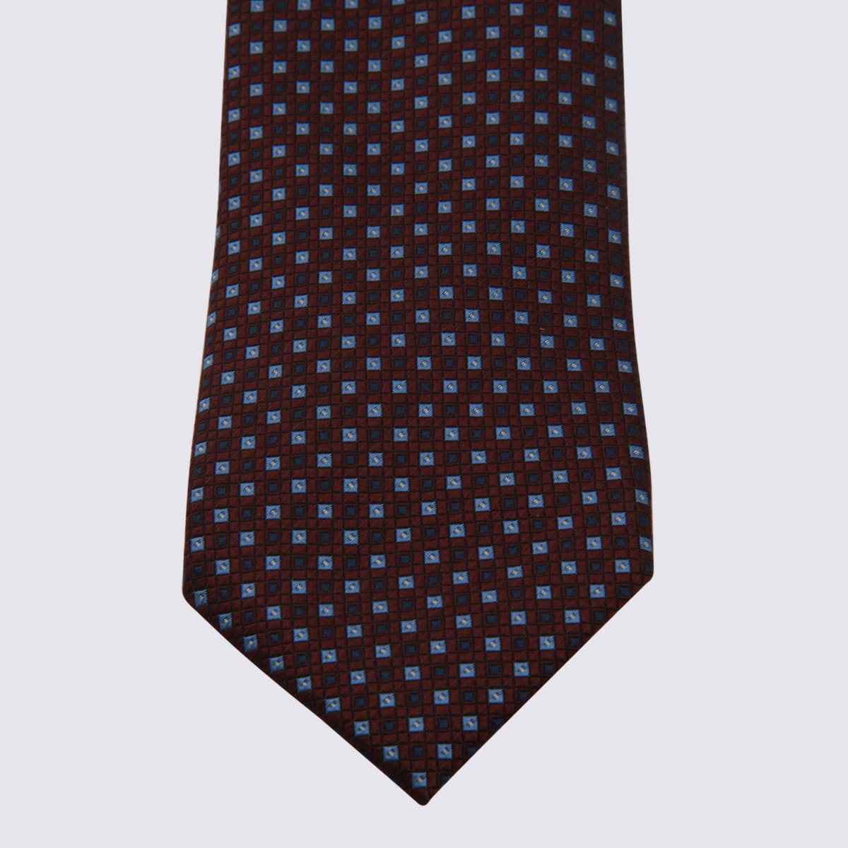 Zegna Slim Ties With Pointed Tip And Pattern In Purple