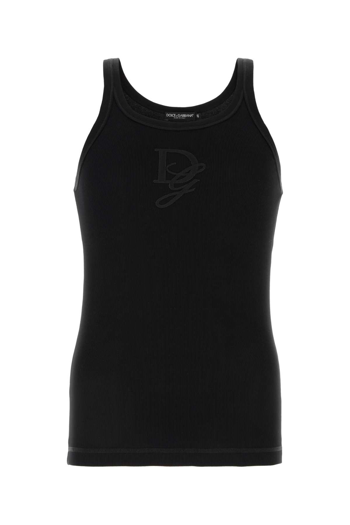 Shop Dolce & Gabbana Black Cotton Tank Top In Nero