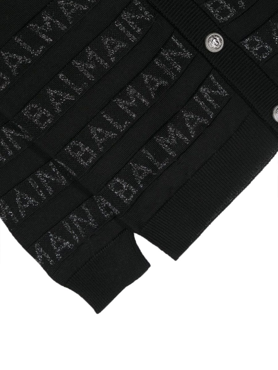 Shop Balmain Knit Cardigan In Black