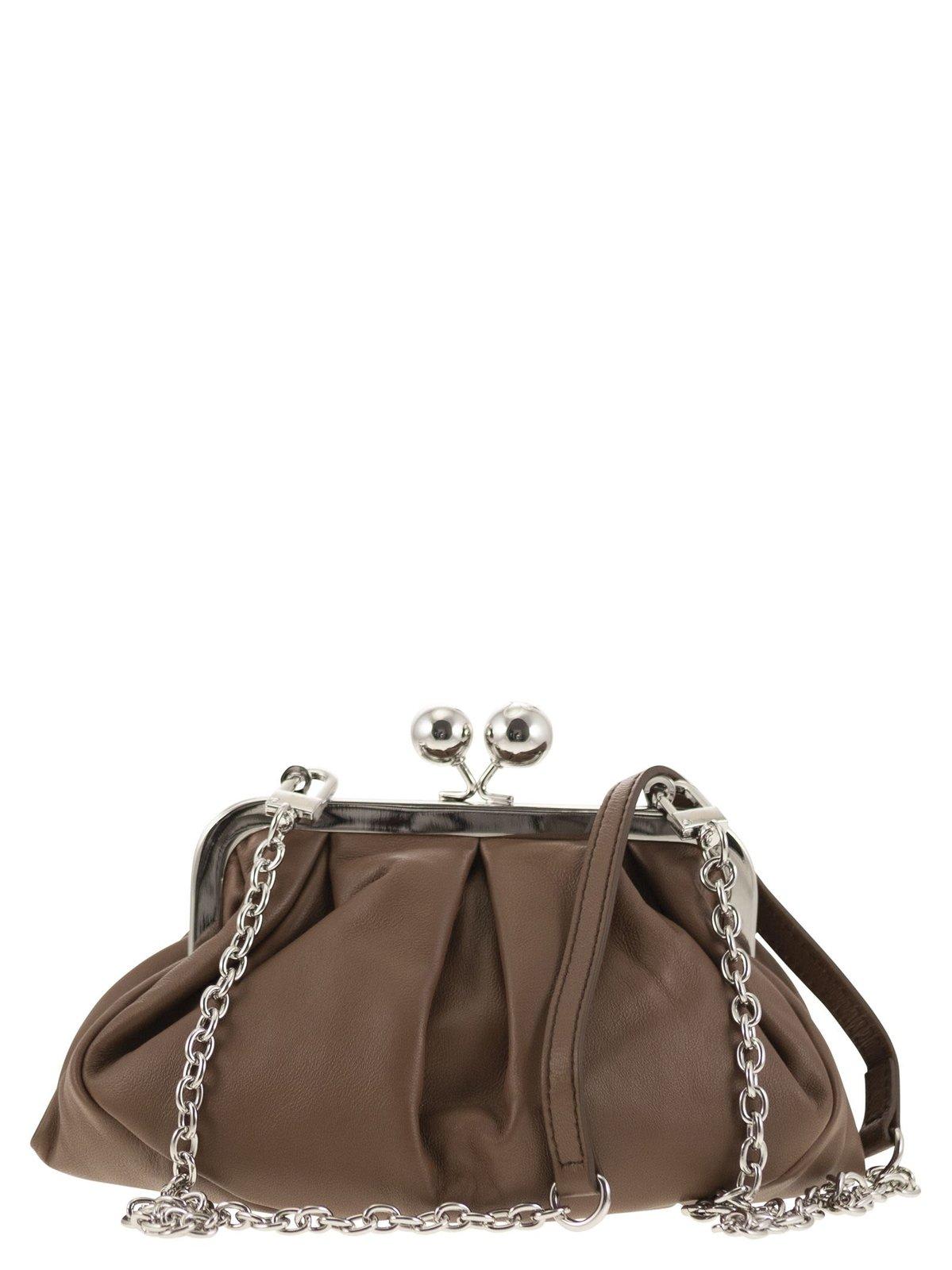 Shop Weekend Max Mara Pasticcino Chain-link Small Clutch Bag In Brown