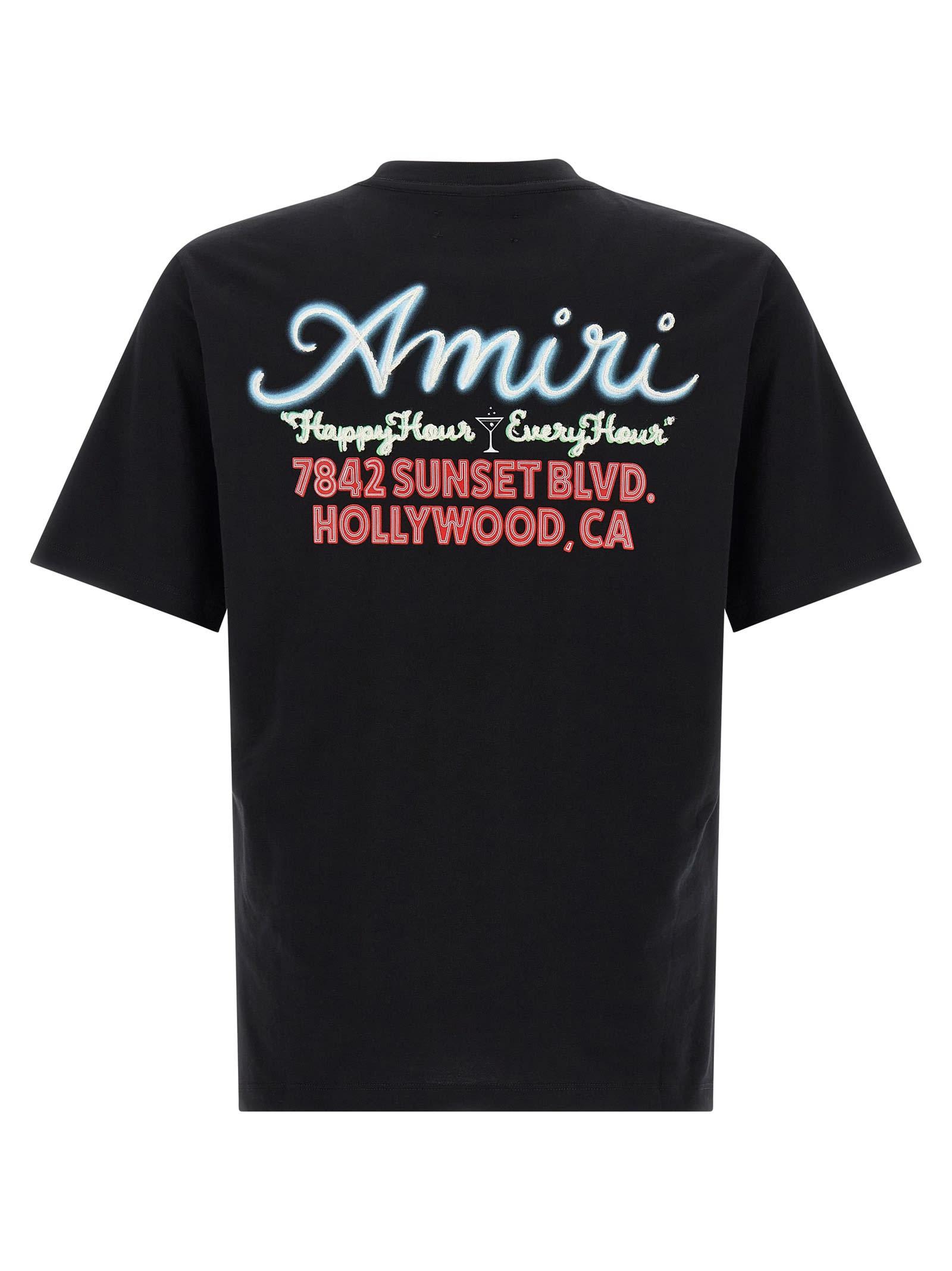 Amiri Mens Neon Lights Graphic-print Cotton T-shirt Black Xl In Black