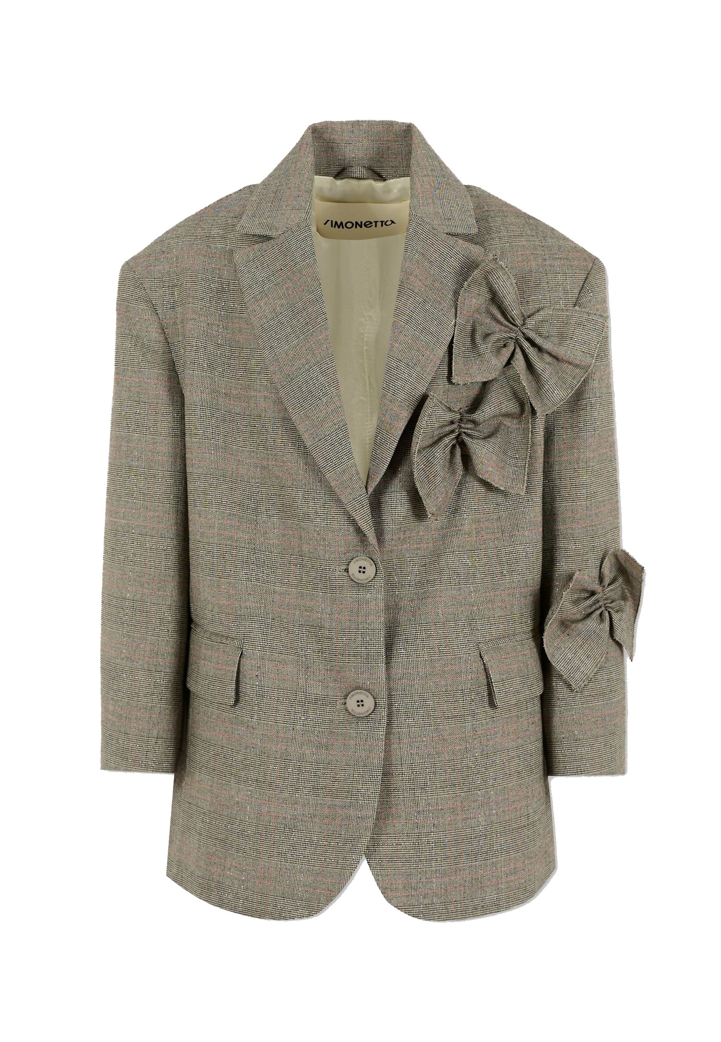 Simonetta Bow-detail Blazer In Gray